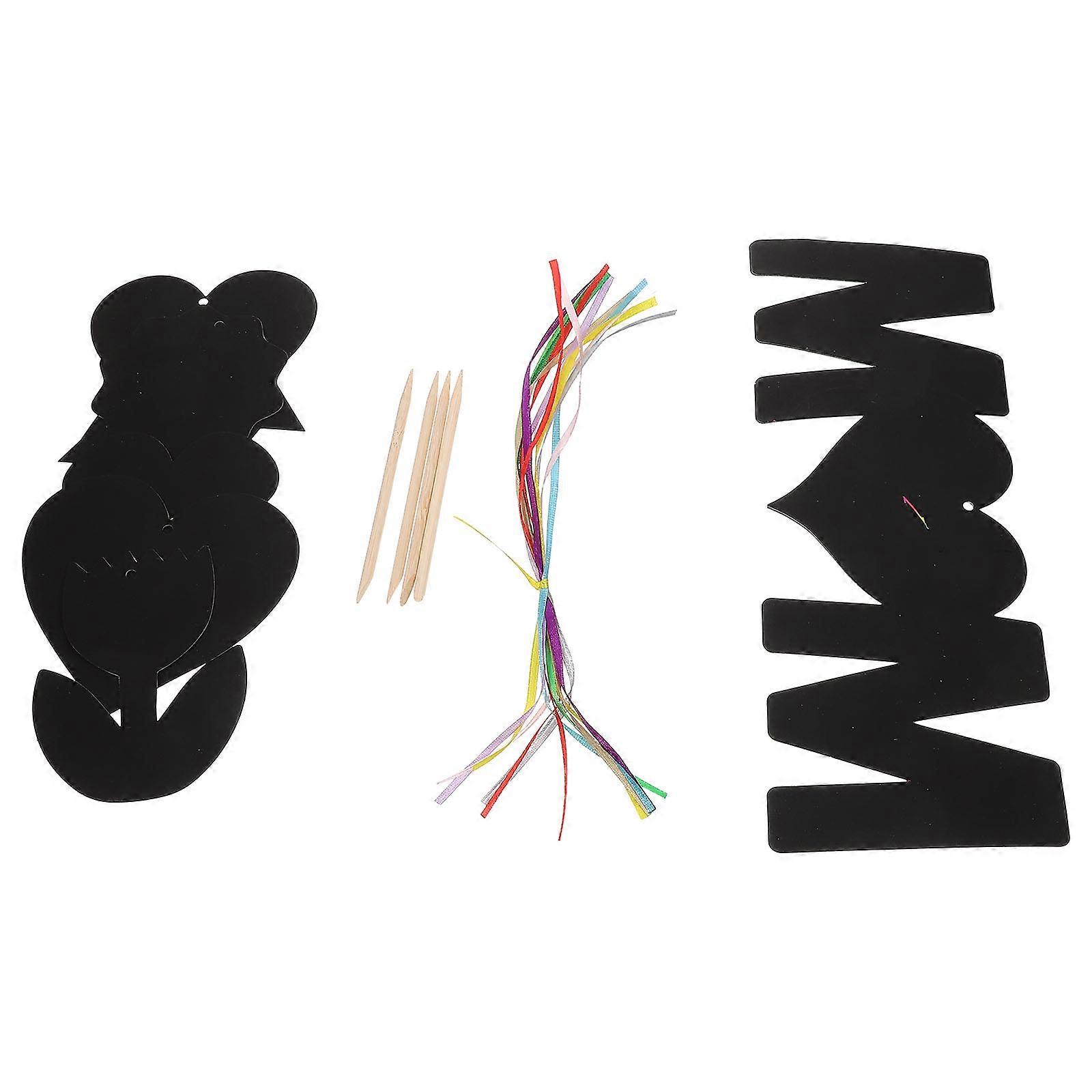 Scratch Paper Art Mother's Day Ornaments for Playing 3Sets Hanging Crafts