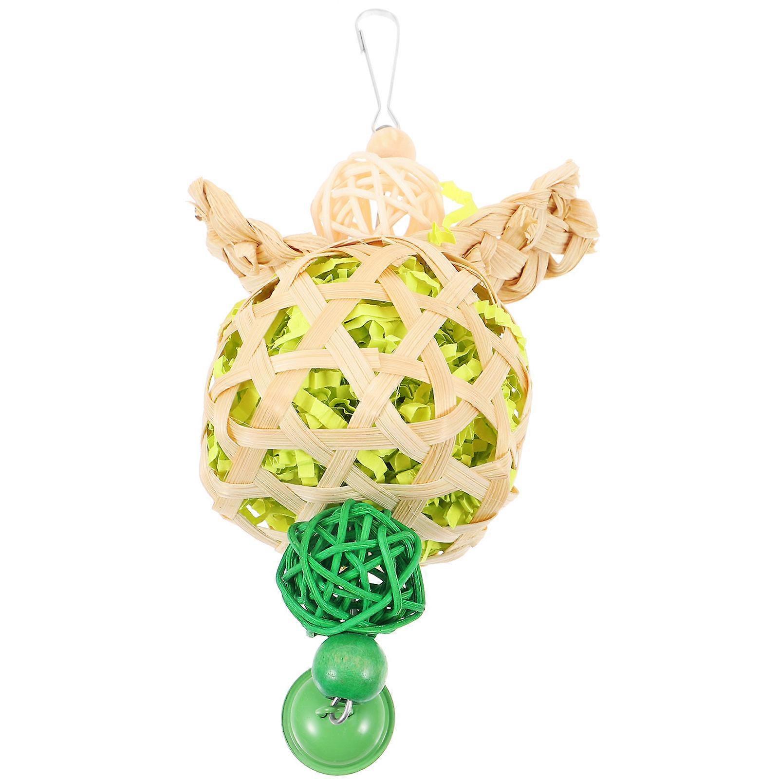 Bird Toys Hanging for Pulling 5Pcs Bamboo and Paper Parakeet Toys