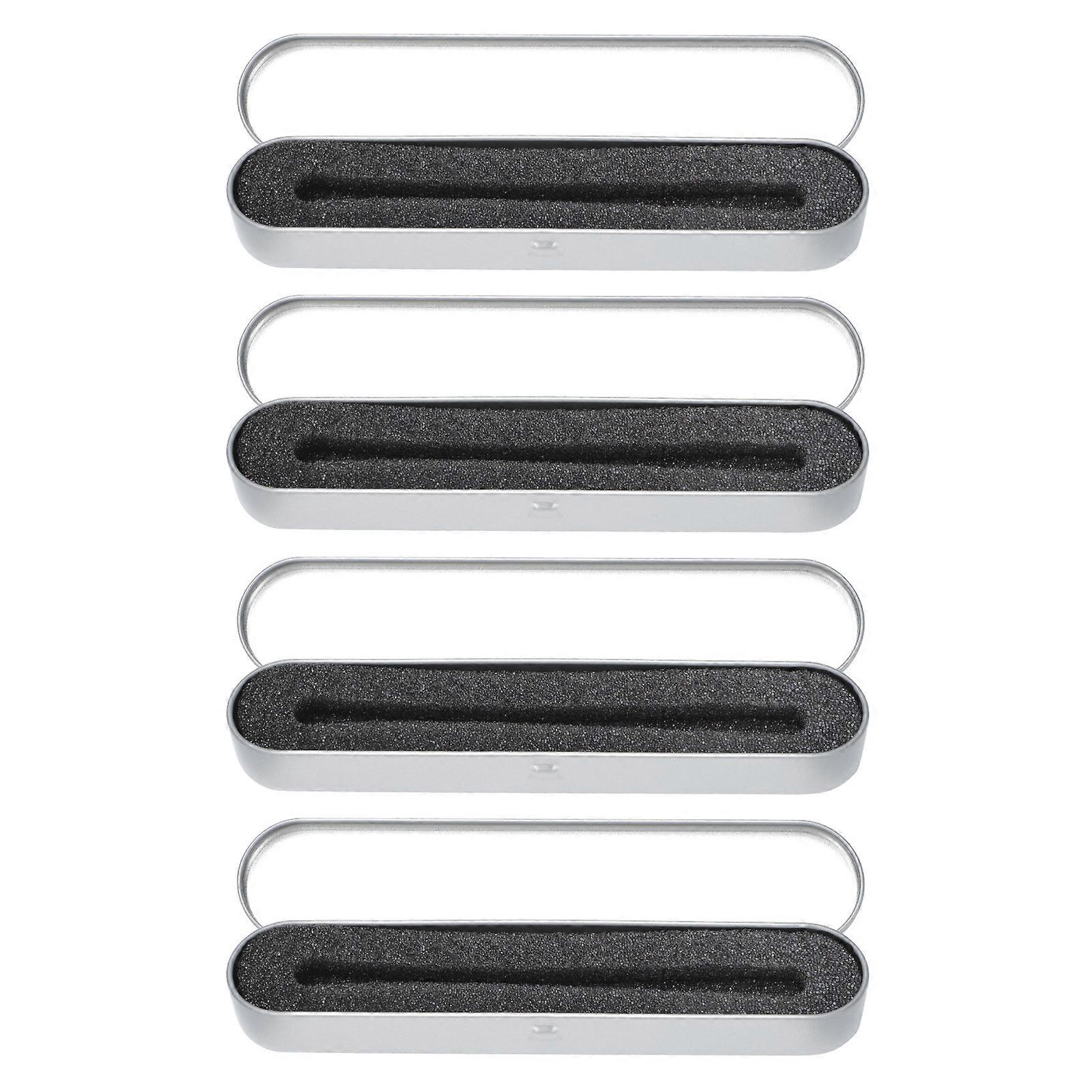 Silver Square Metal Pen Box for Storage 8Pcs Portable Pencil Boxes