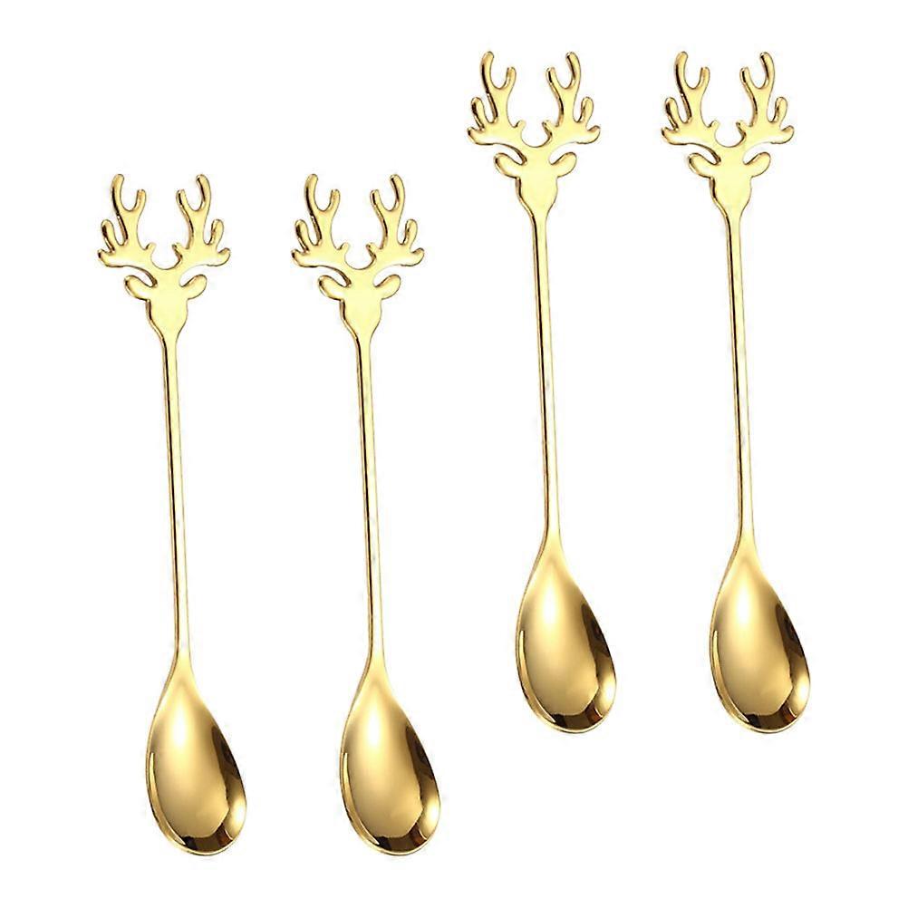 Gold Stir Spoons Long Handle Tea Spoons Decorative Gold Teaspoons For Parties