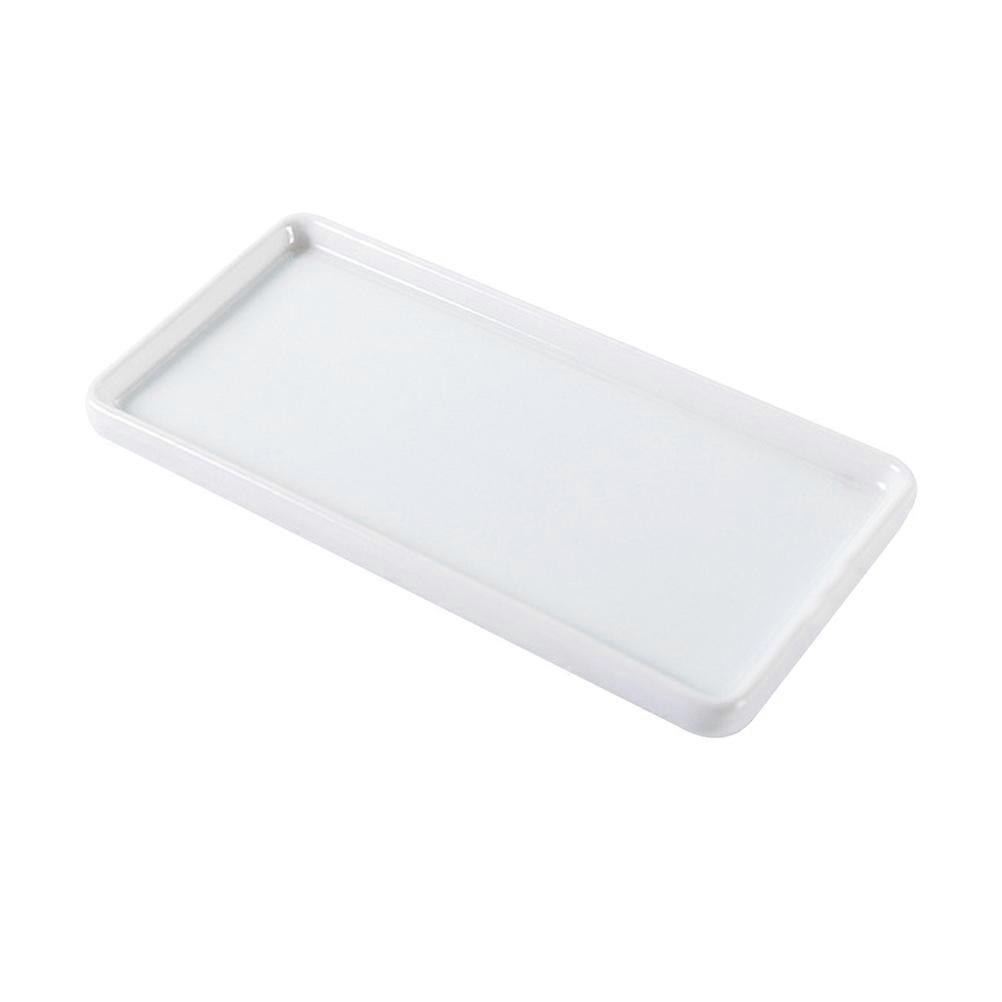 Bathroom Storage Tray Porcelain Base Holder for 2Pcs Ceramic White