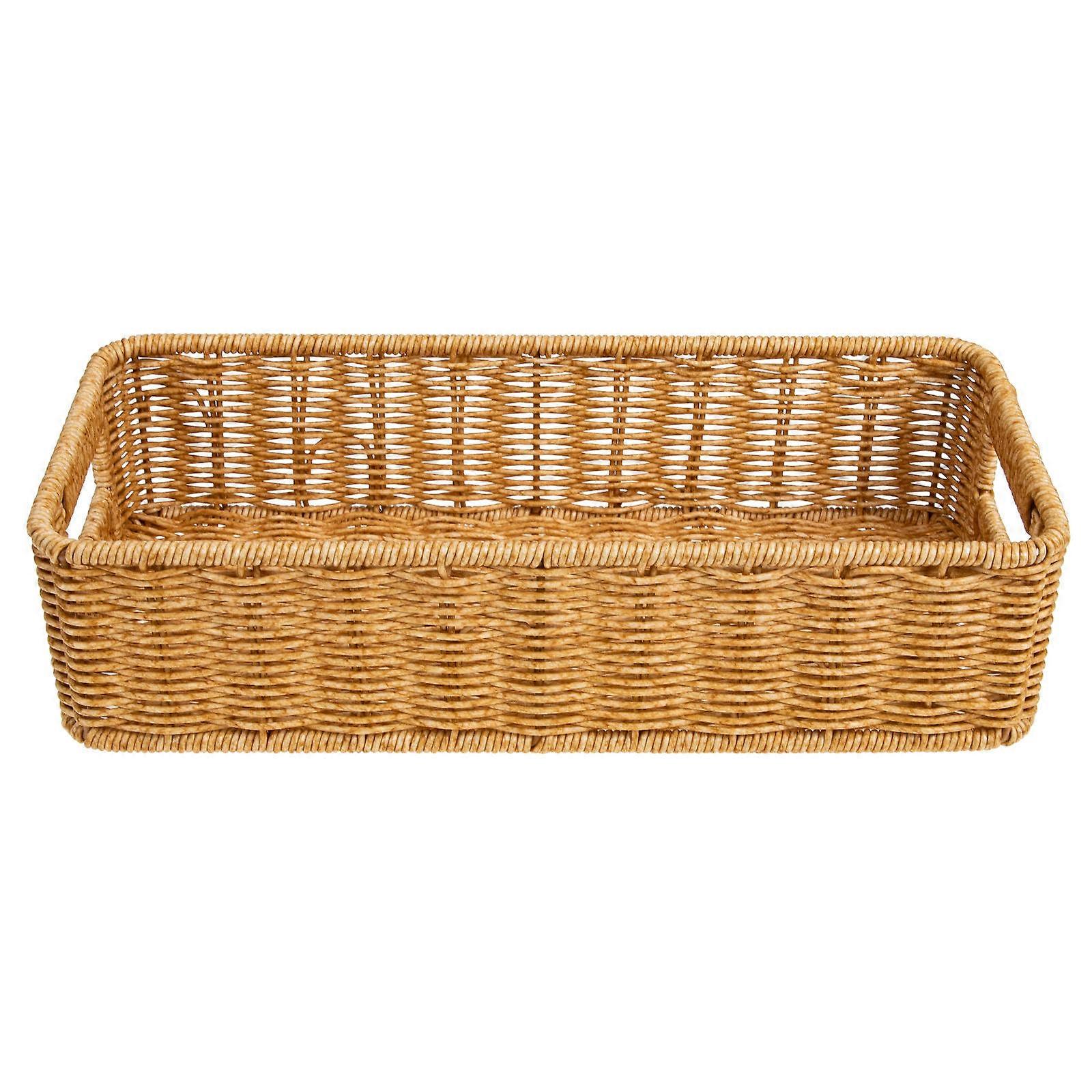 Rectangular Rattan Tray Simulation Storage Plate Best For Housewarming Gift Elegant Design 35.5x15.5cm 1Pcs