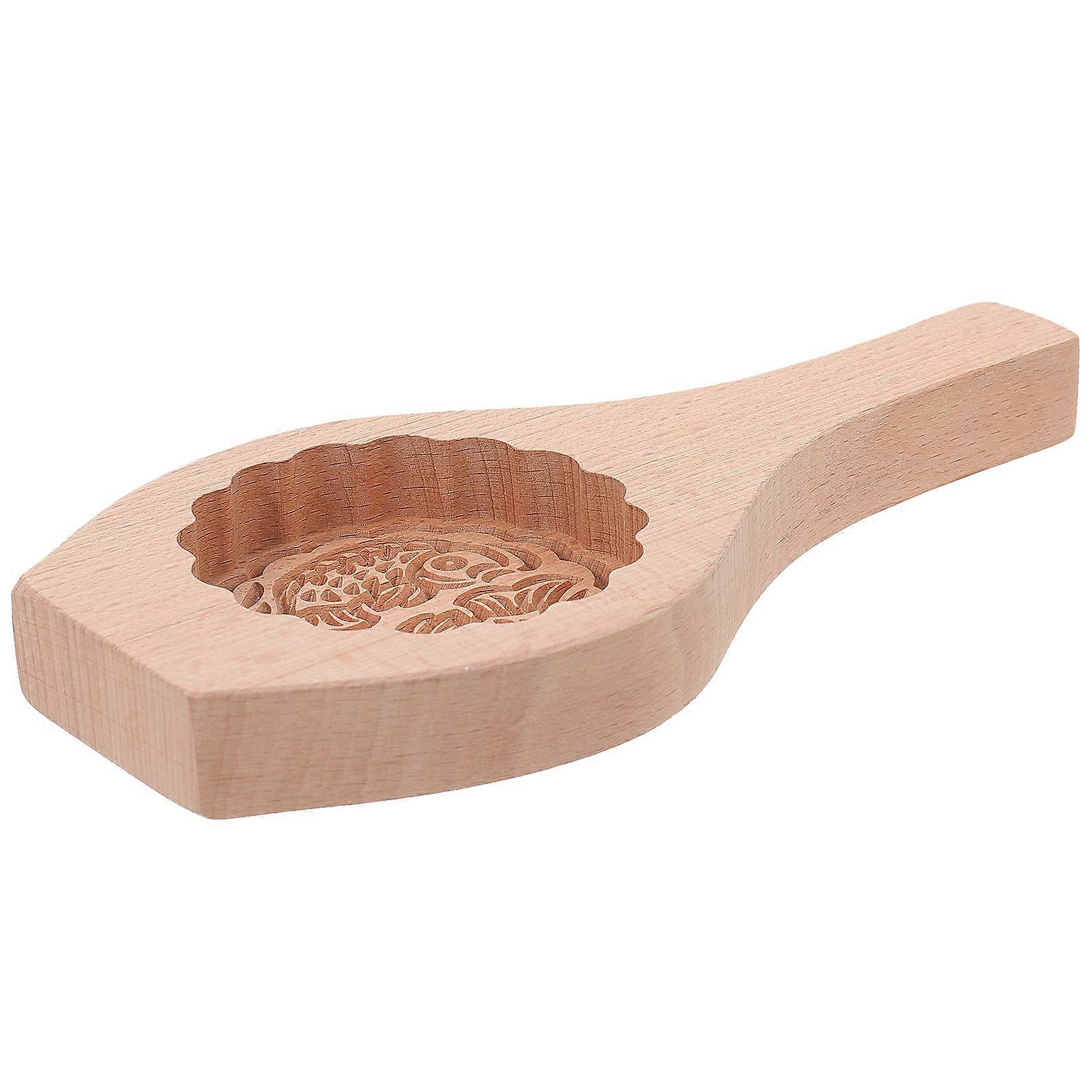 Wooden Moon Cake Mold for Decorative Pattern Baking 4Pcs Light Yellow Set