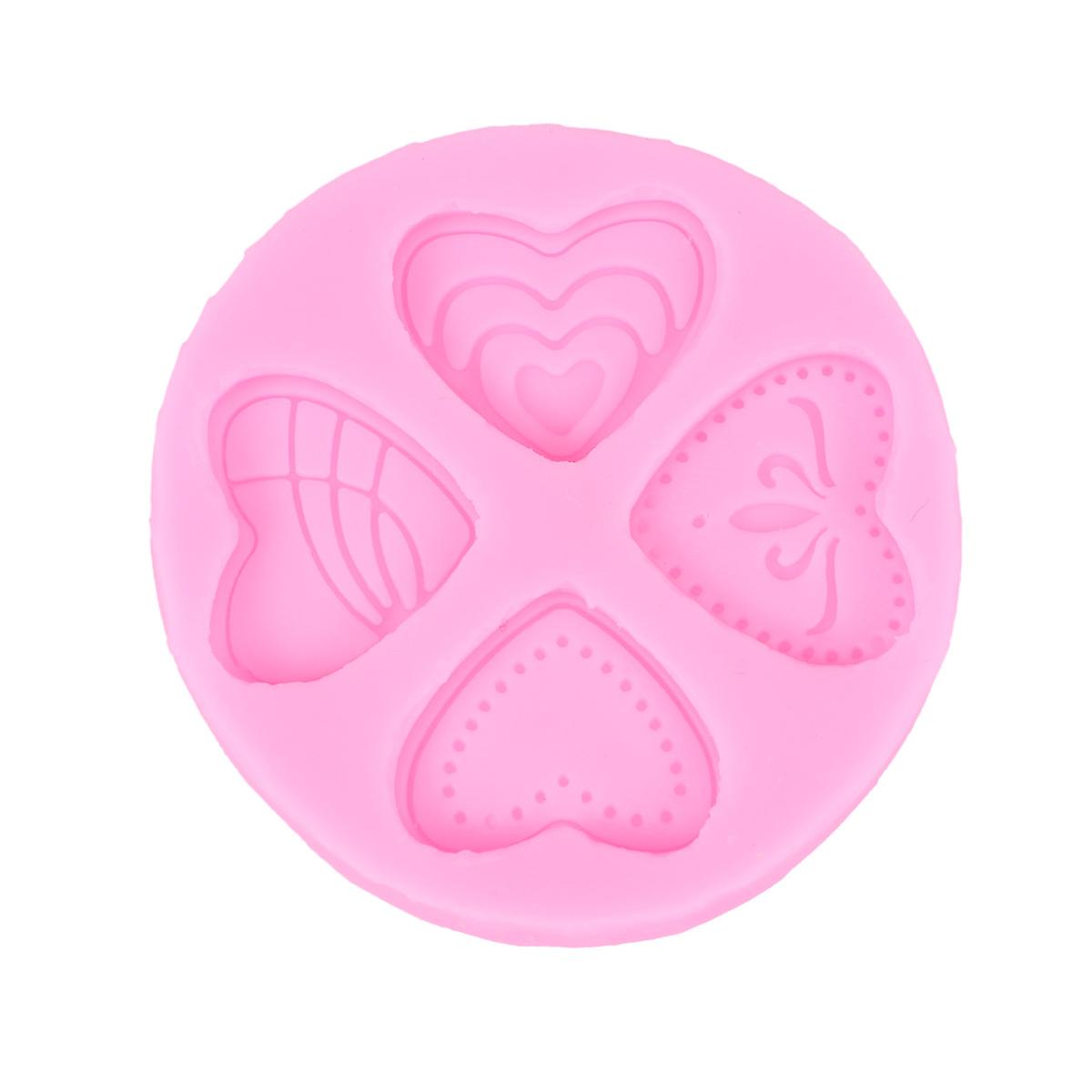 Heart Mold Silicone Lace Design for Baking Use 3Pcs Pink Kitchen Tool