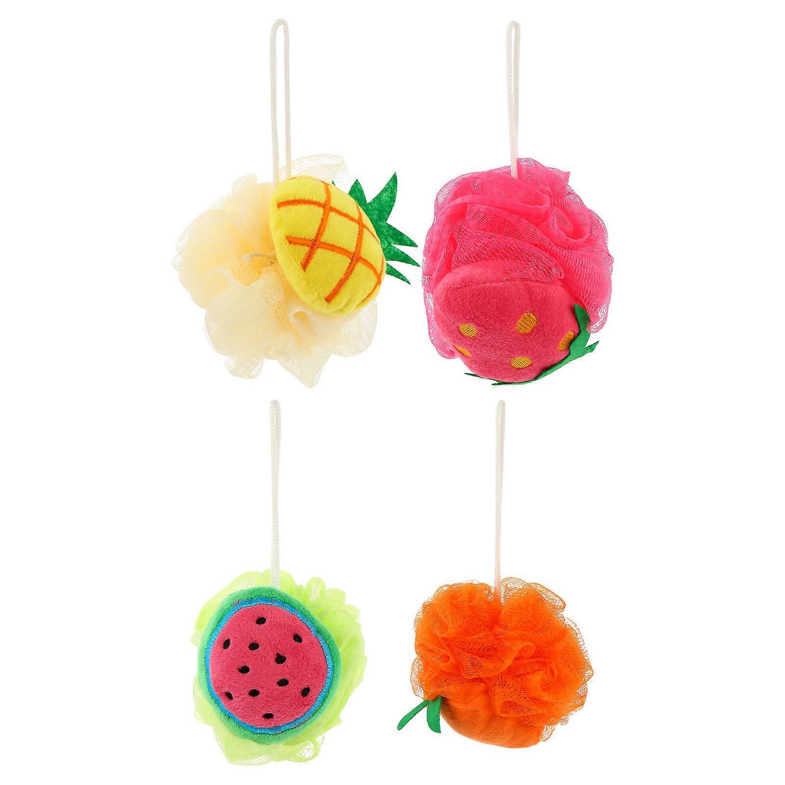 Ball Mesh Shower Ball for Bathing Use 4Pcs Cartoon Bath Balls