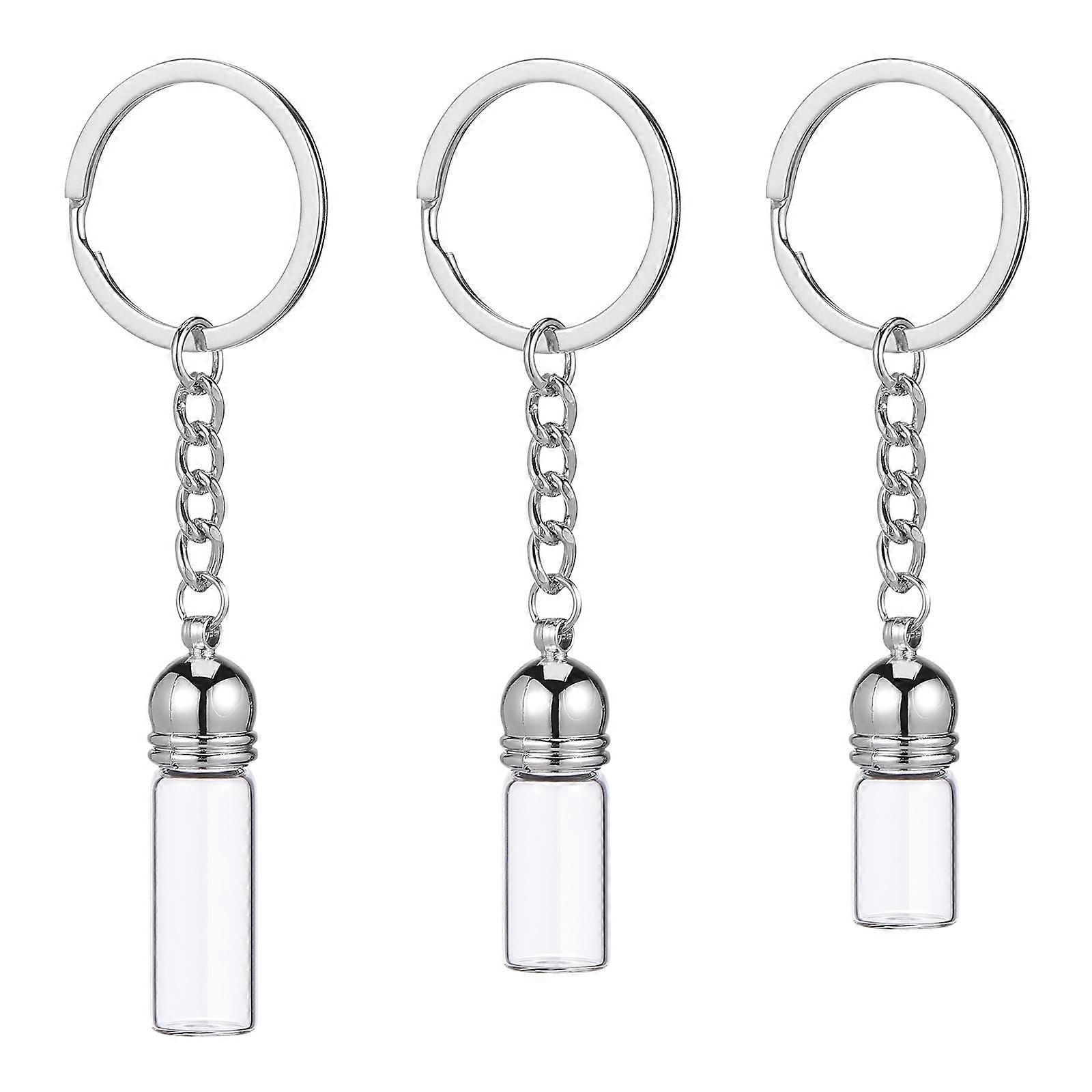 Silver Glass Keychain Bottle for Refillable Perfume Use 9Pcs Set