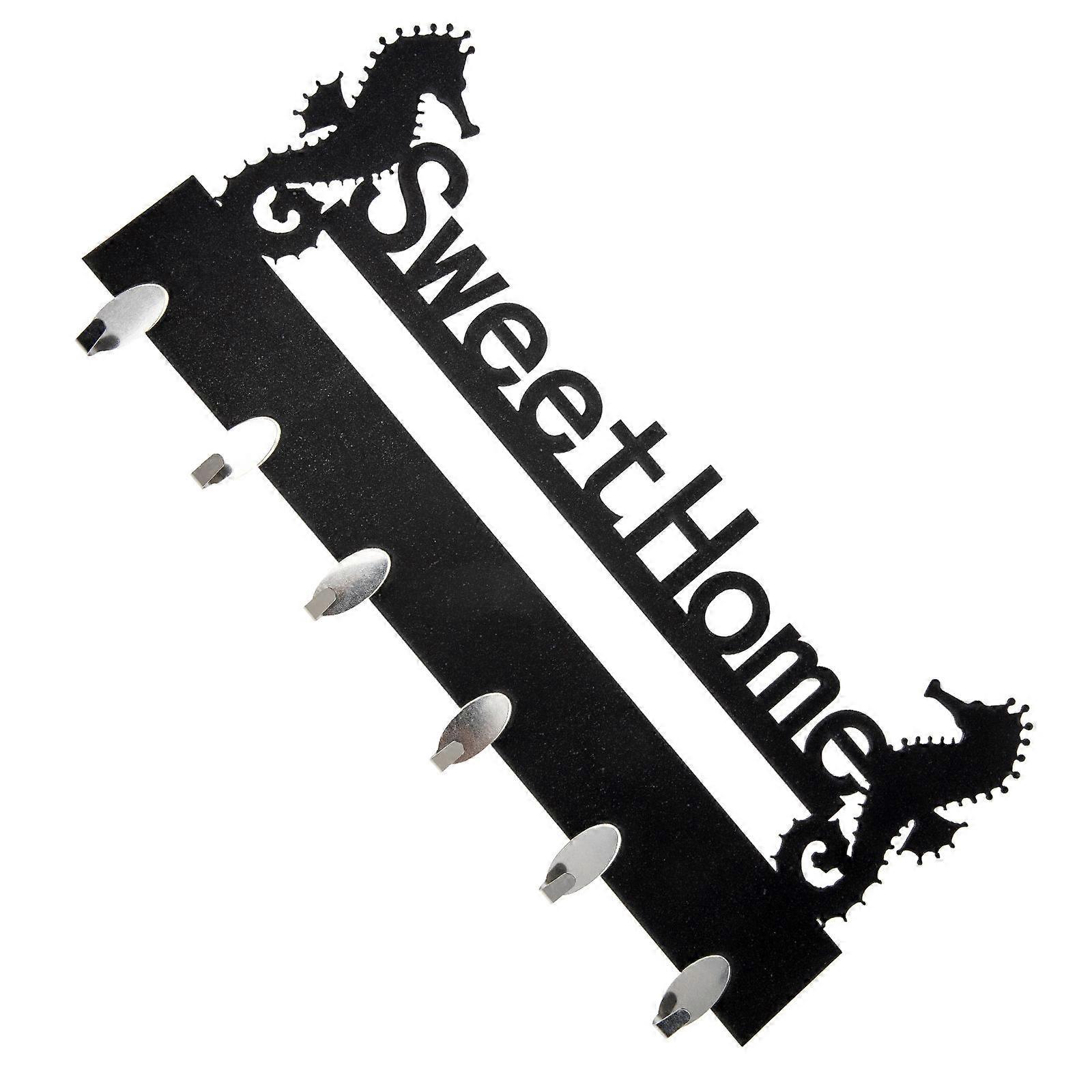 Wall Hooks Design for Home Use 5Pcs Punch Free Coat Rack Black