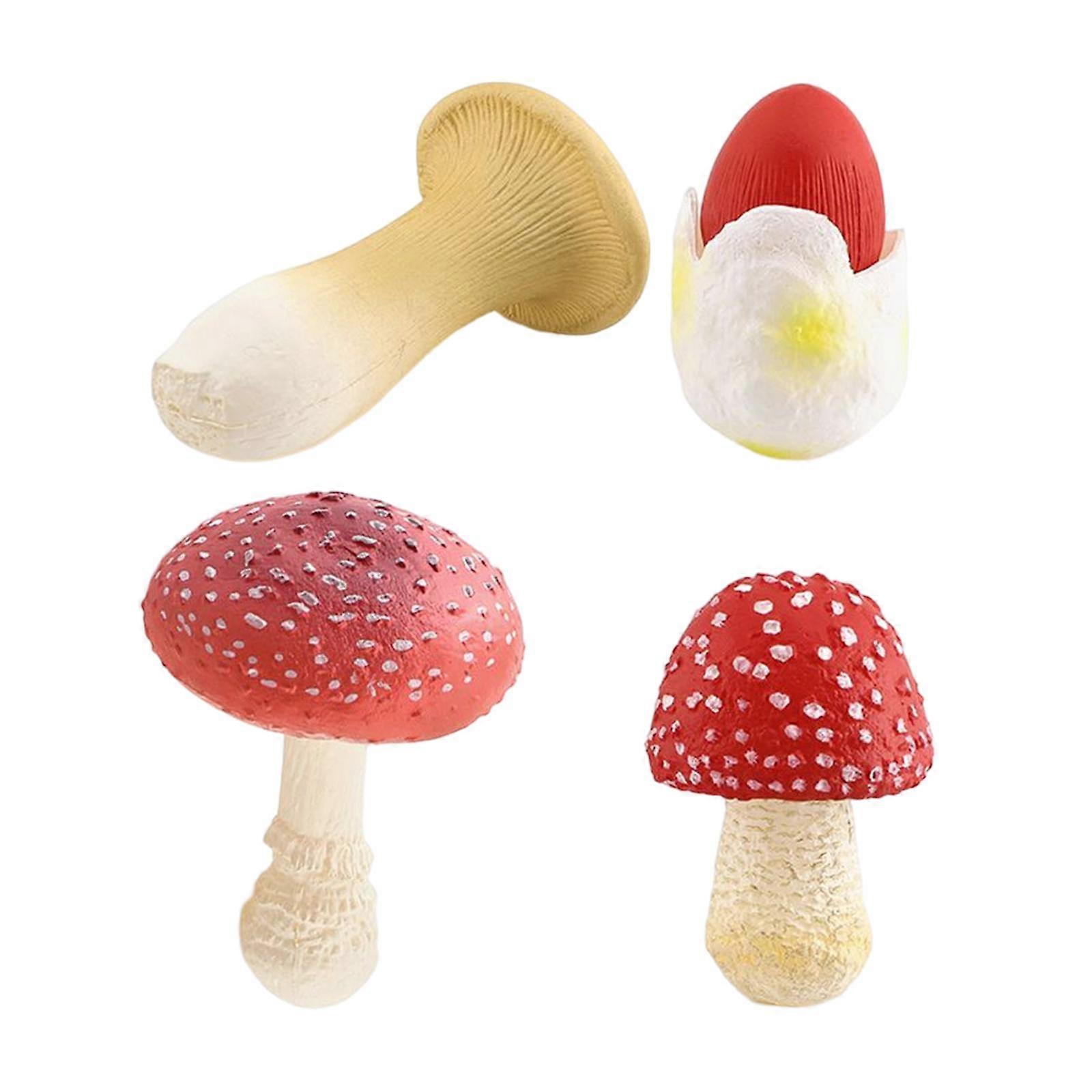 4x Simulation Mushroom Model Decorations for Kindergarten DIY Projects Red