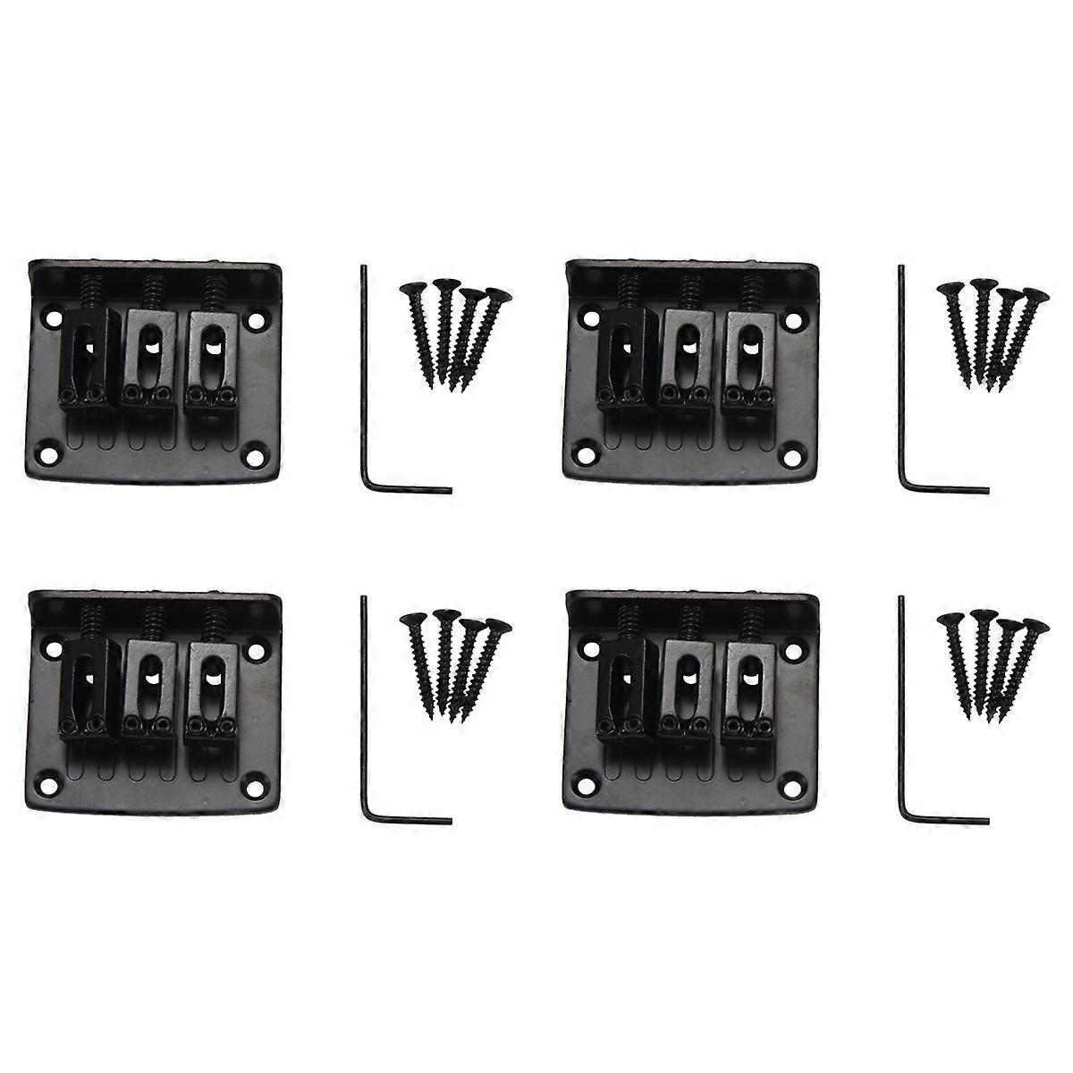 3-string BLACK Hard-tail Bridge for Guitars & More