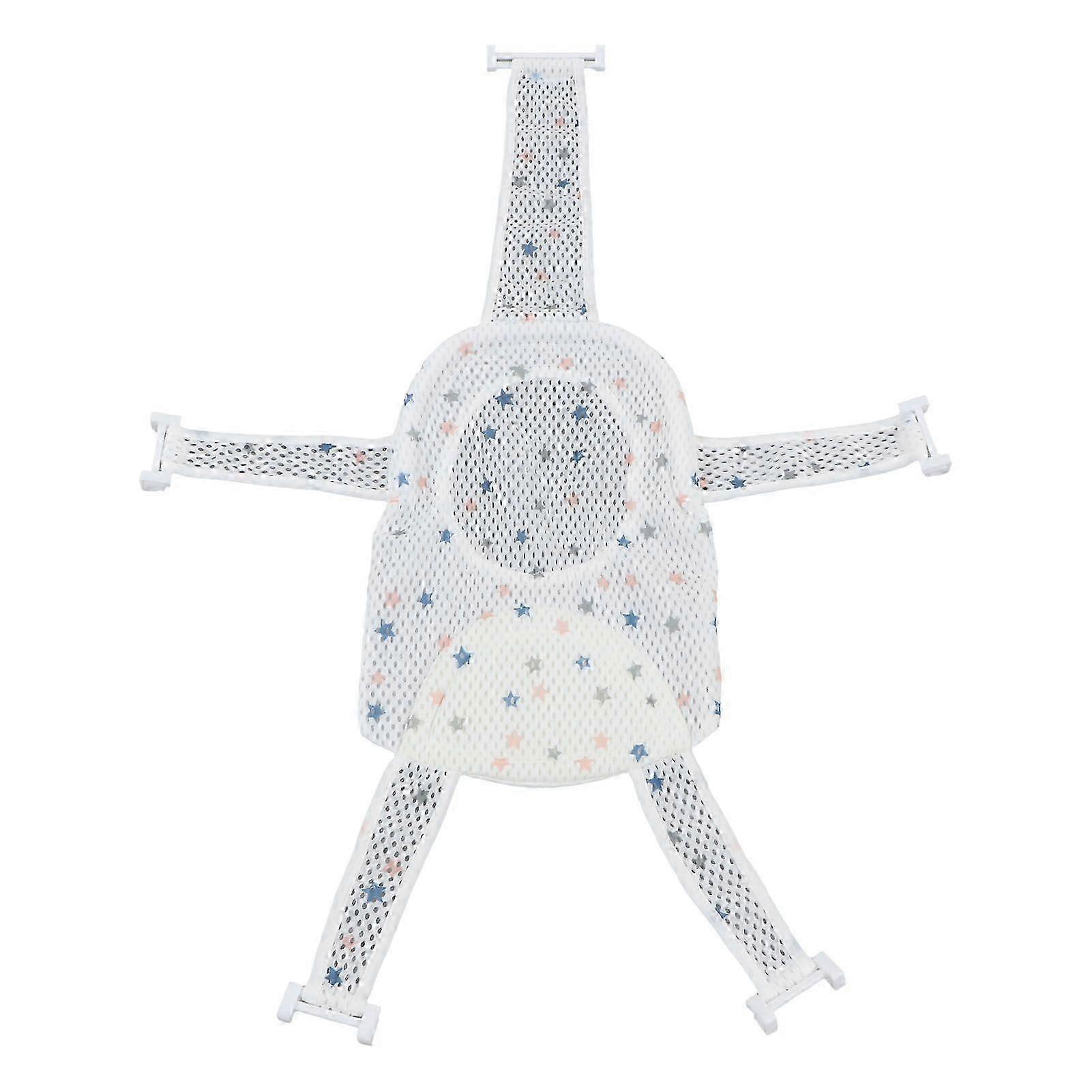25-26 Five Corner Bath Seat Support Net Skid Proof Adjustable Universal Breathable Mesh Soft Headrest Baby Bath Net for Infant Star
