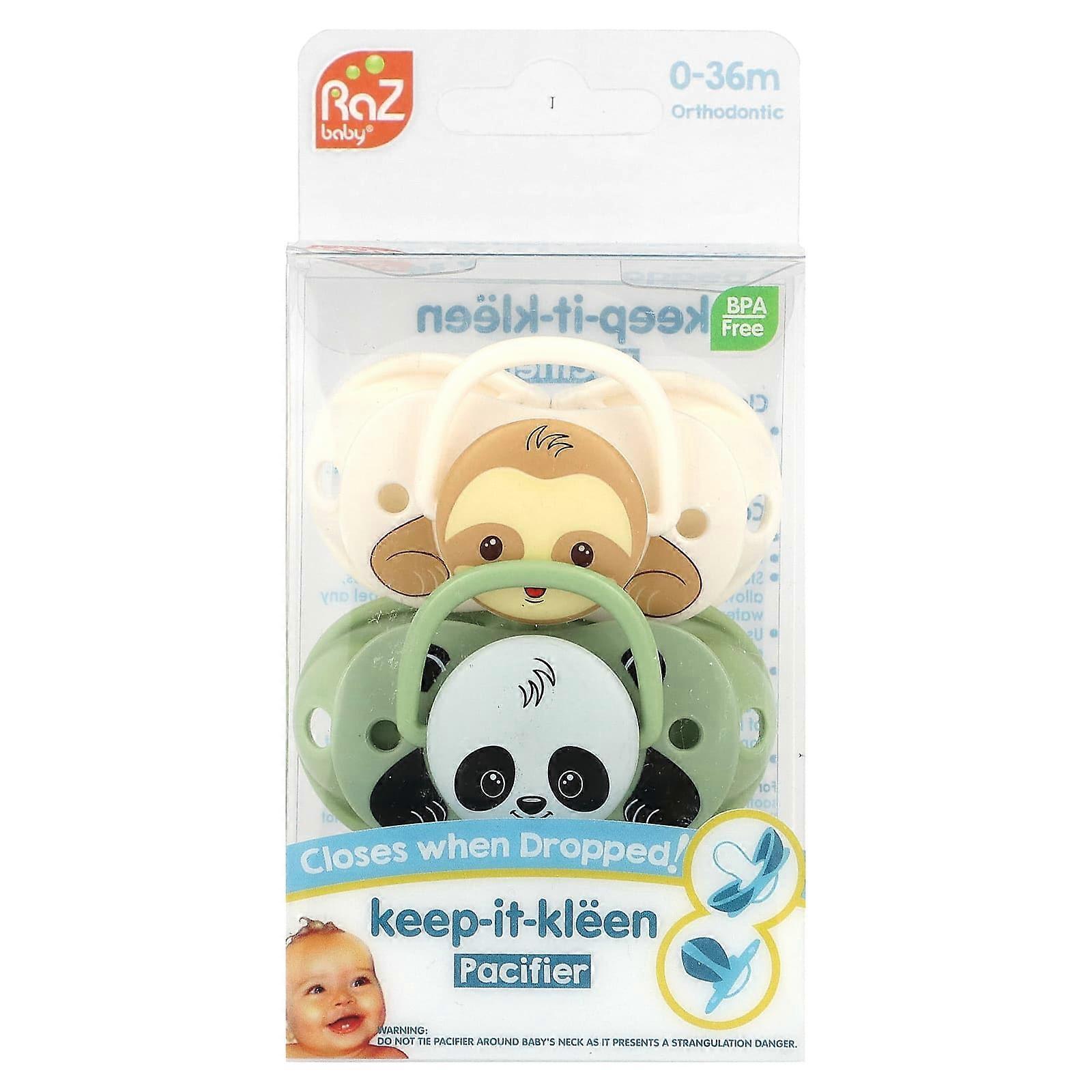 Keep-It-Kleen Pacifier, 0-36m,  Sloth & Panda, 2 Pacifiers