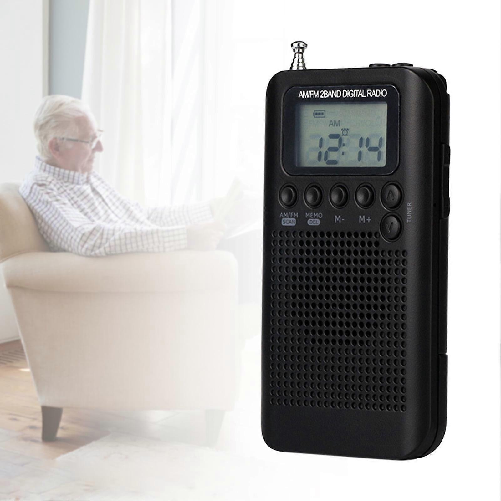 SUSUchens HRD-104 Digital Radio Practical 40mm Driver Speaker 1.3 Inch LCD Display FM/AM Portable Radio for Cycling Grey