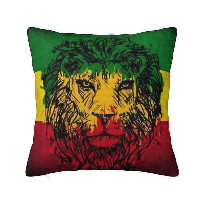 c591ユダのライオンラスタジャマイカレゲエクッションカバーポリエステルラスタファリアンアートスロー枕カバーソファの家の装飾枕カバーkjs591