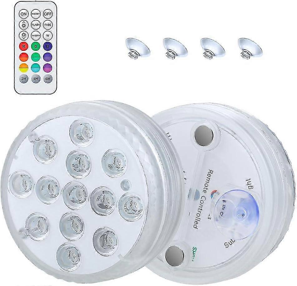 25-26 Underwater Light, 2 Pieces Pool Lights Underwater Led Light Waterproof Multicolored Lighting for Garden.