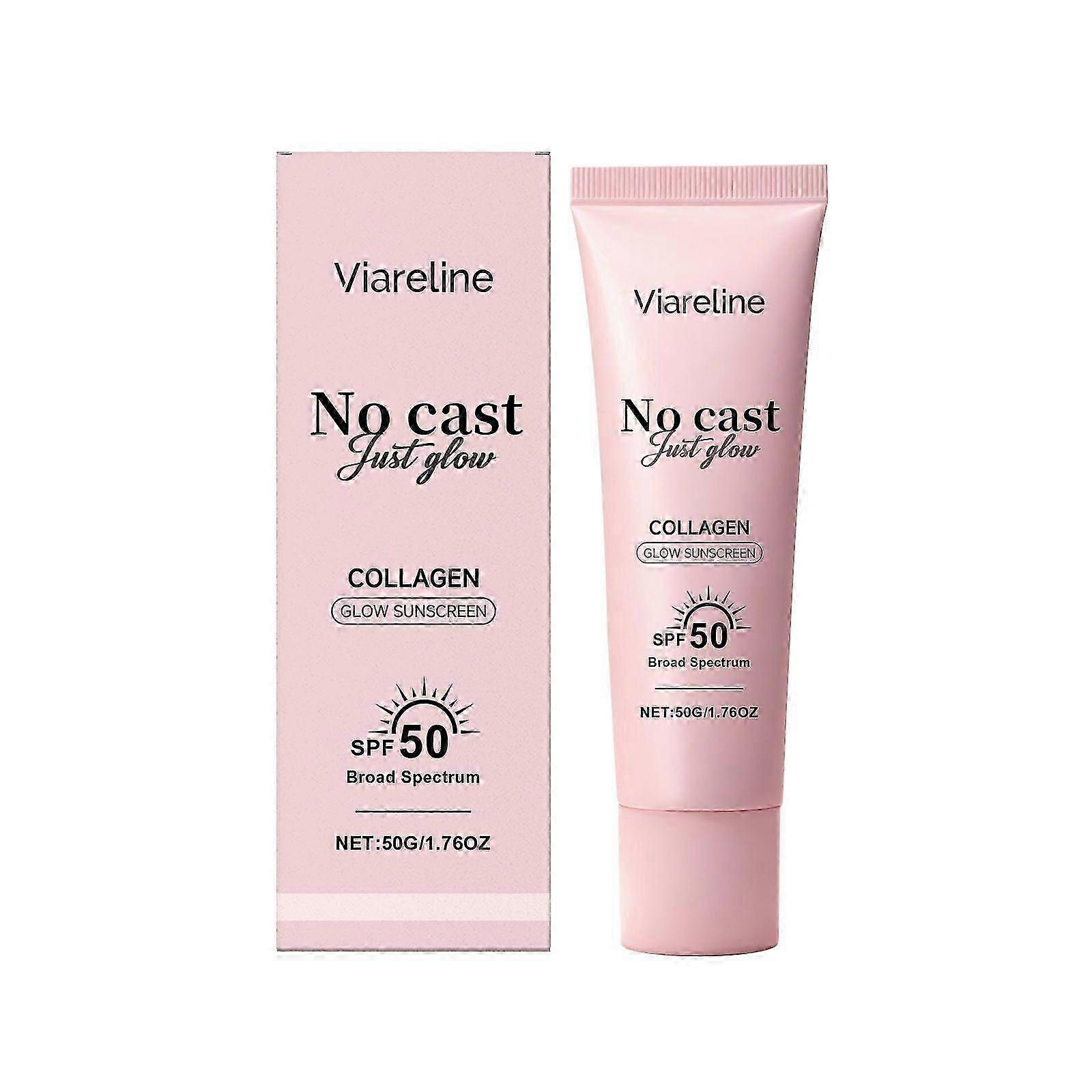 No Cast Just Glow Collagen Sunscreen | SPF 50 Broad Spectrum Face Sunscreen | Lightweight, Non-Sticky, Hydrating Formula | No White Cast or Residue, 5