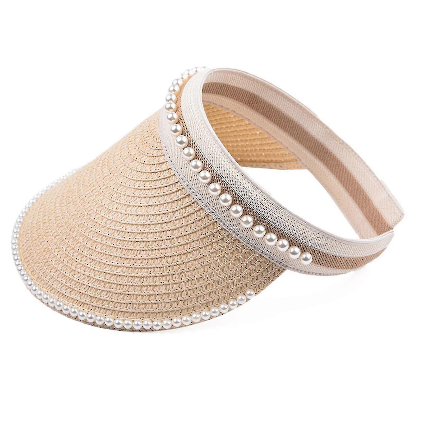 Korean Solid Color Empty Top Hat Sunscreen Travel Pearl For Sun Visor Hat For Su