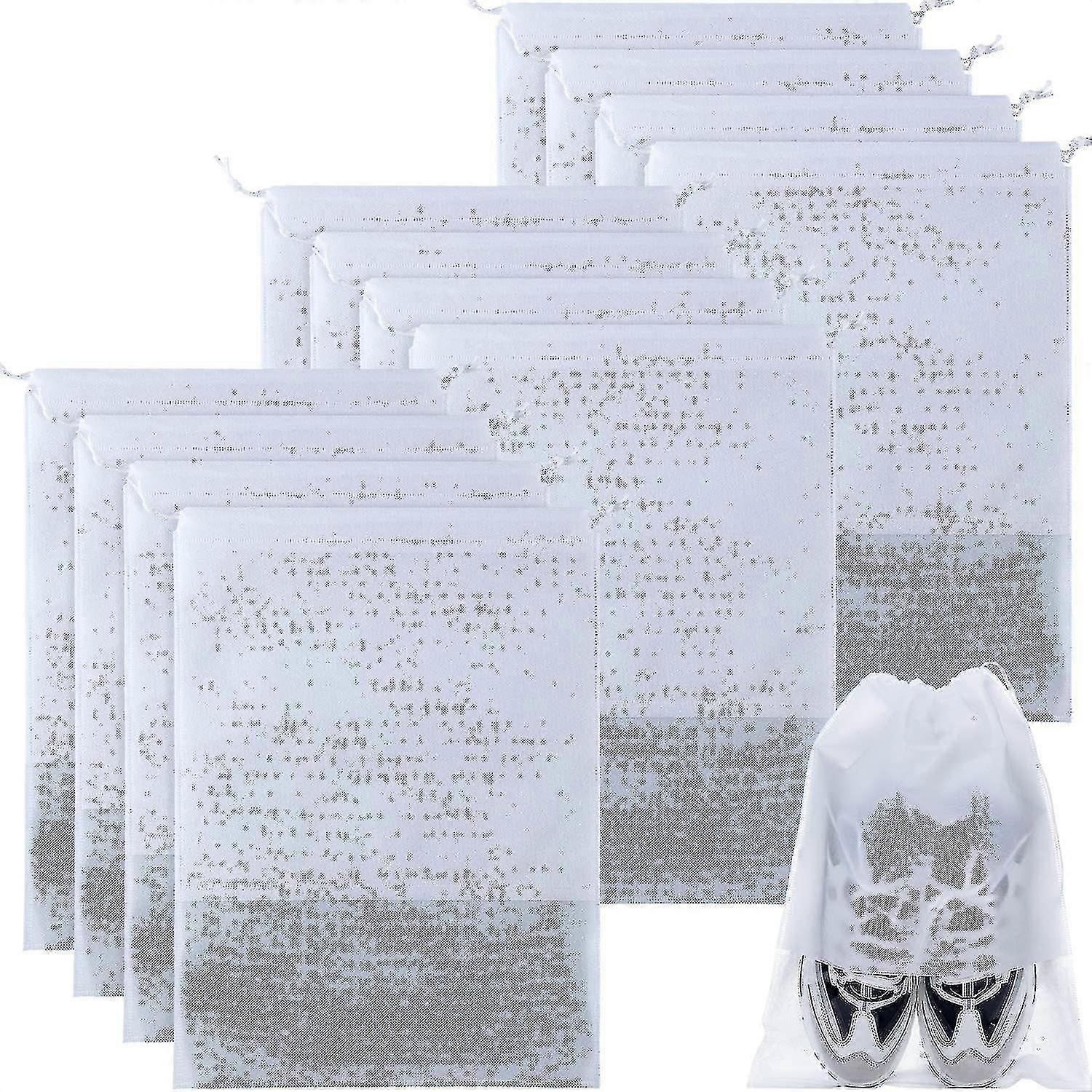 12 قطعة حقيبة تخزين أحذية السفر غير المنسوجة حقيبة تخزين حقيبة أحذية محمولة مع نافذة شفافة للاستخدام اليومي والسفر جودة عالية