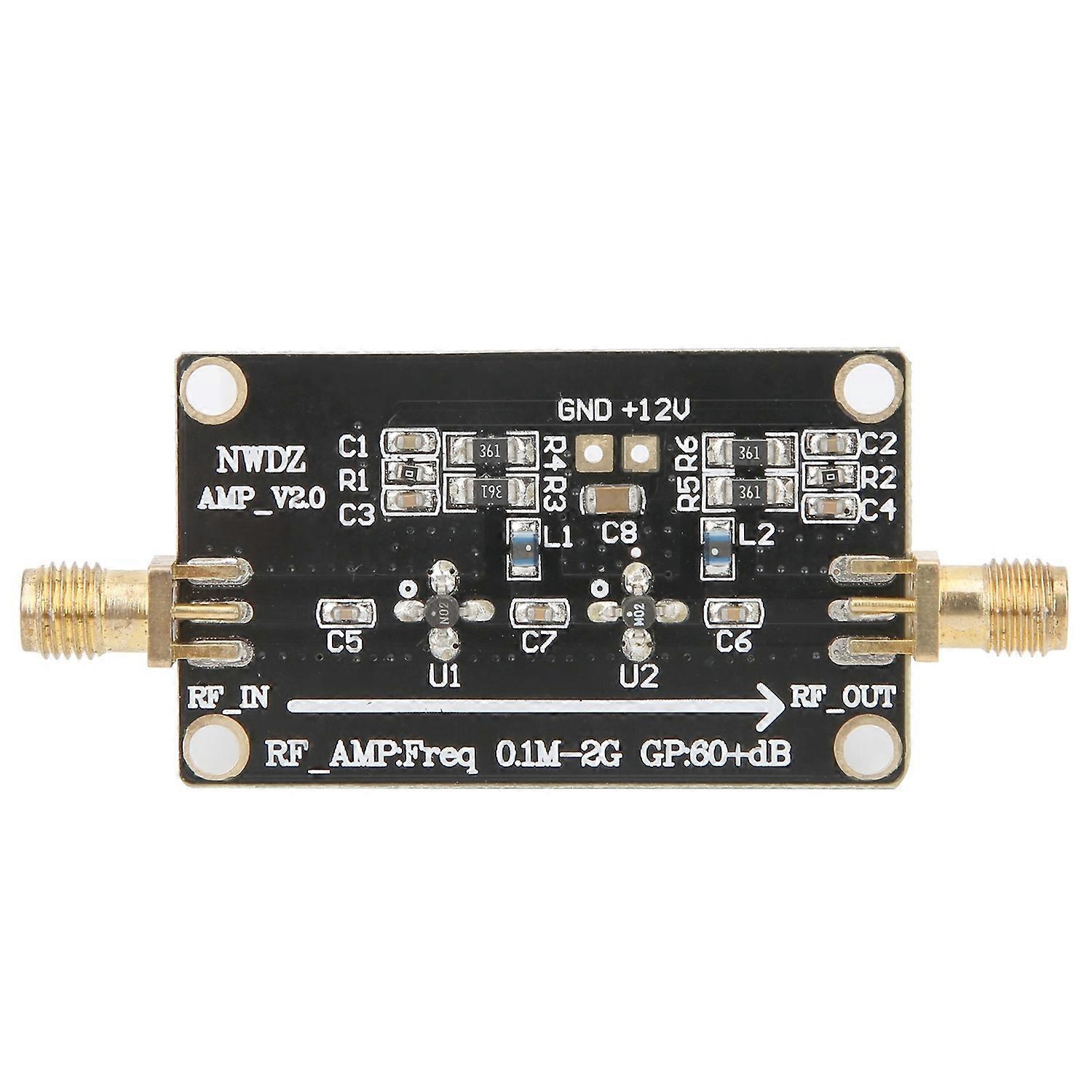 LNA 0.1M‑2G RF Wideband Amplifier 60dB High Gain Low Noise Amplification Module Supplies