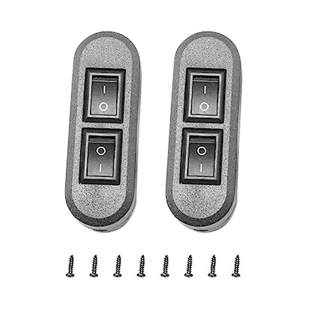 Embedded Wire Switch Black Duplex Switch Straight-Through Rocker Switch Suitable for Dual-Control D