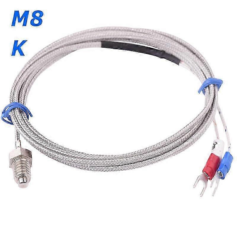 M8 Screw Bolt Type Probe Thermocouple K Temperature Sensor 0~400'C 2m Cable Wire for Industrial Temperature Controller Measuring