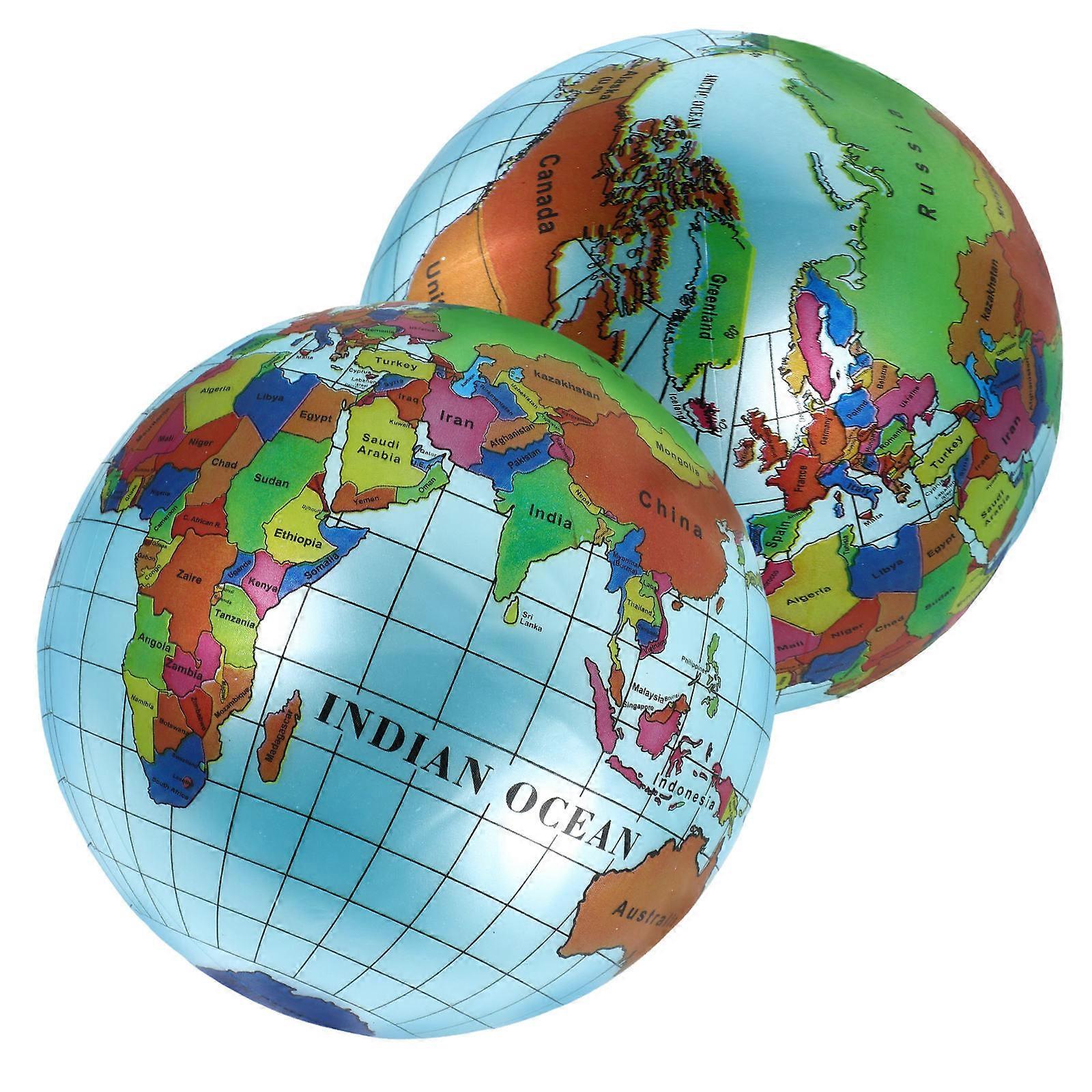Inflatable Globe World Educational Toy for Kids 2Pcs Learning Geography Tool