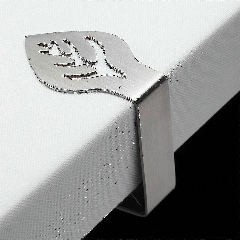 Capa de toalha de mesa em formato de folha de aço inoxidável com clipe para suporte de braçadeira doméstica