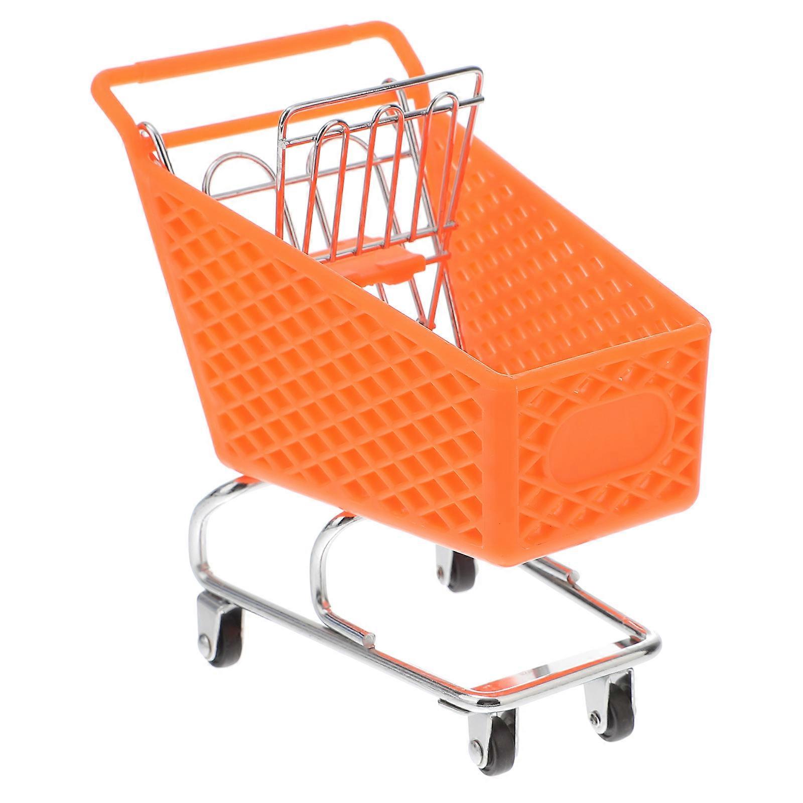 Creative Mini Plastic Shopping Cart Rought Iron Storage Basket Random Color