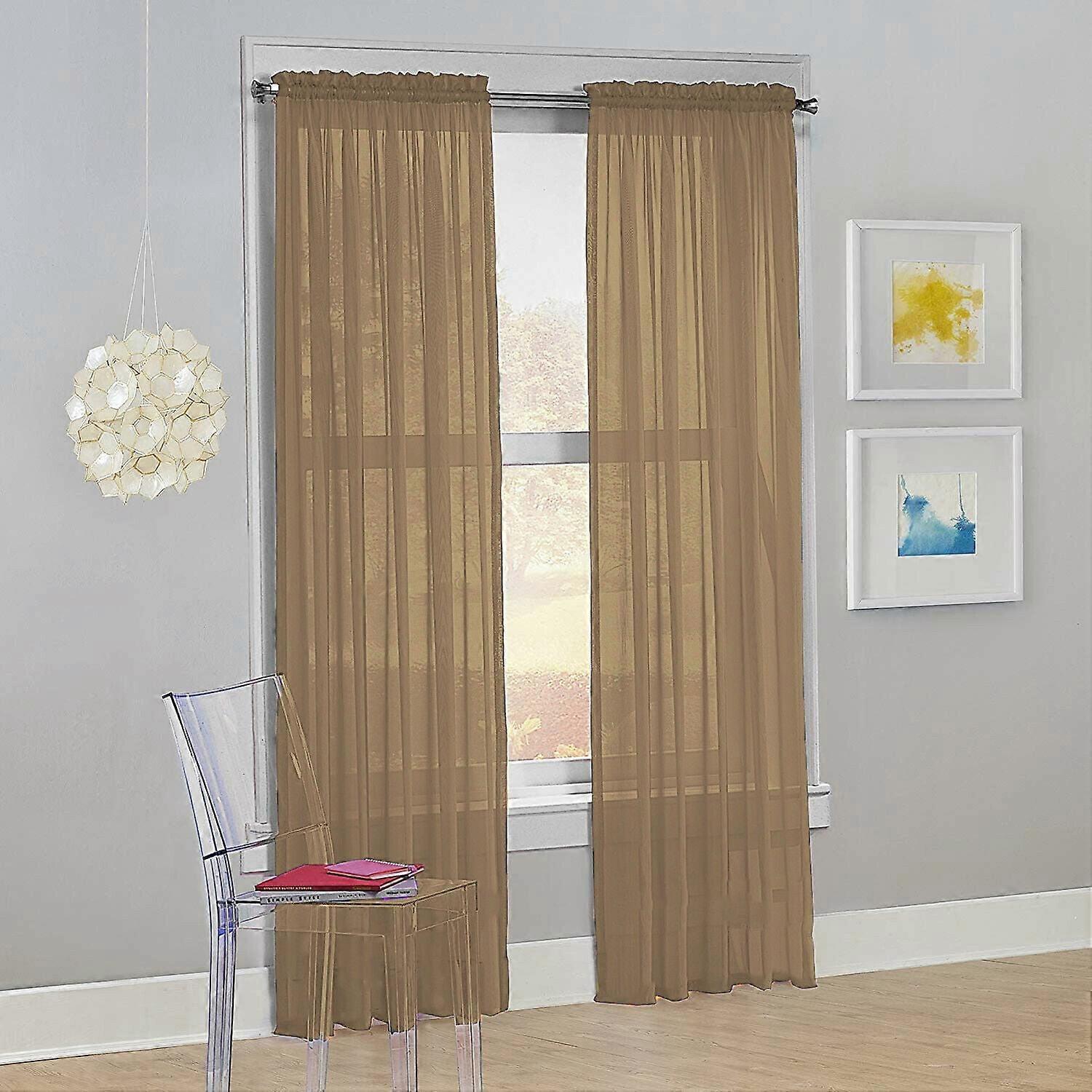 Set of 2 Sheer Voile Transparent Window Treatment Curtain Panel Drapes