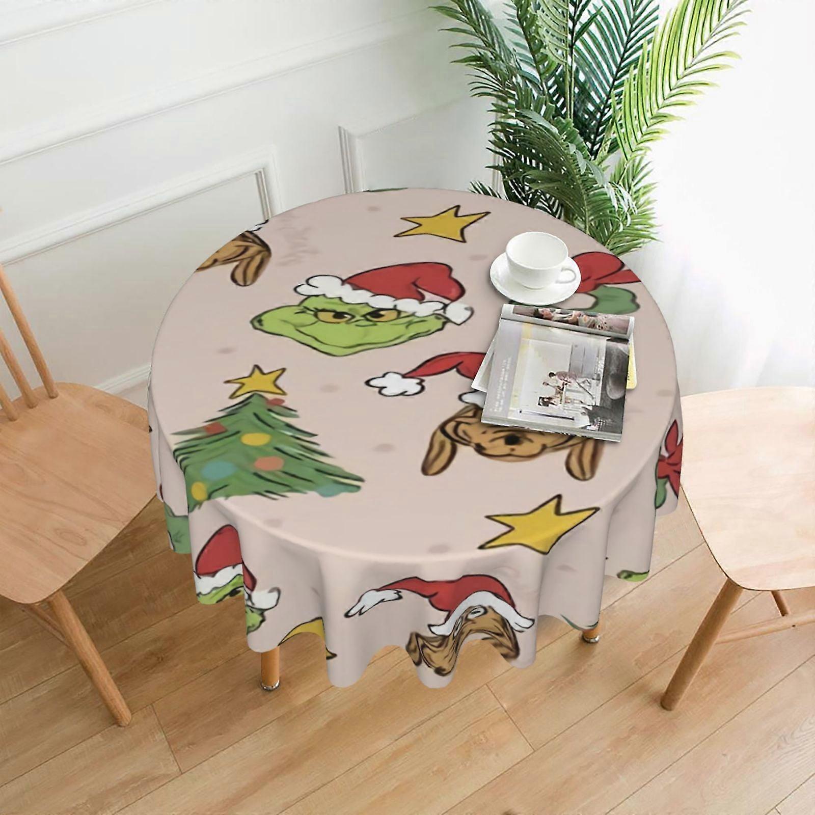 Grin-Ch Rectangular Tablecloth 60in, Water Resistant Antiwrinkle Spillproof Soft Fabric for Dining, Parties, Holidays