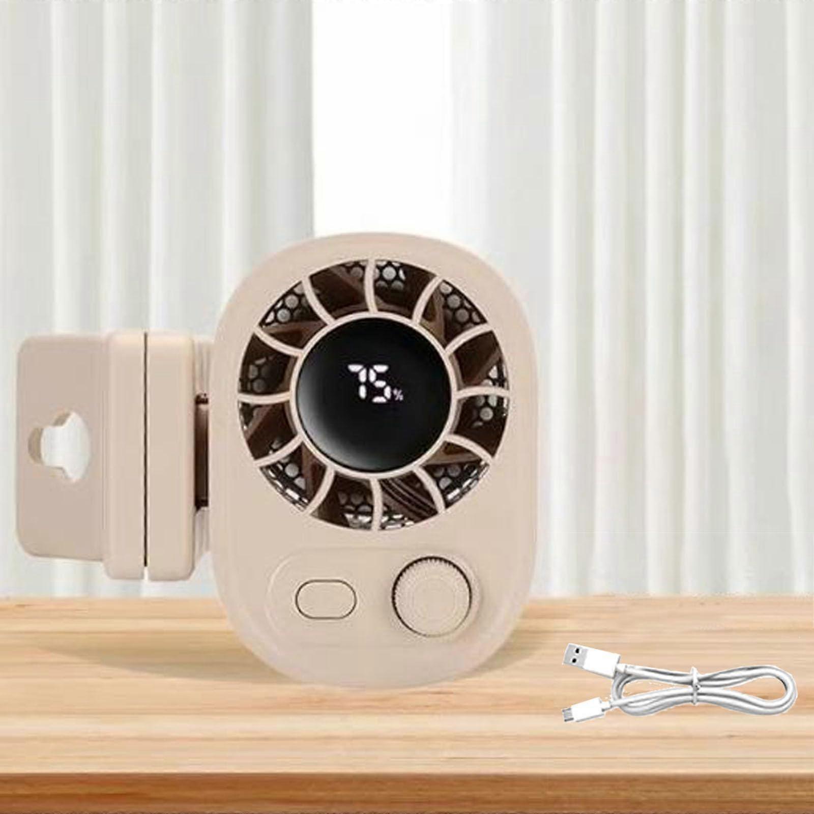 Car Clip On Fan with LED Display, 360° Rotating USB Rechargeable Cooling Fan, 100 Speed Adjustable, 1800mAh Battery (Apricot)