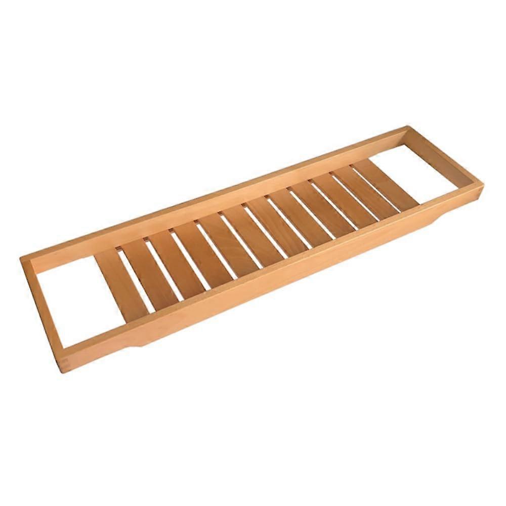 Wooden Bathtub Caddy Tray with Adjustable Rack, Natural Bamboo Bath Shelf for Relaxing Spa Use (33.9x8.7in)