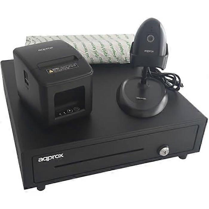 TPV Pack - APPROX - Drawer + Printer + Barcode Scanner - 8 Rolls 80x60 - Black