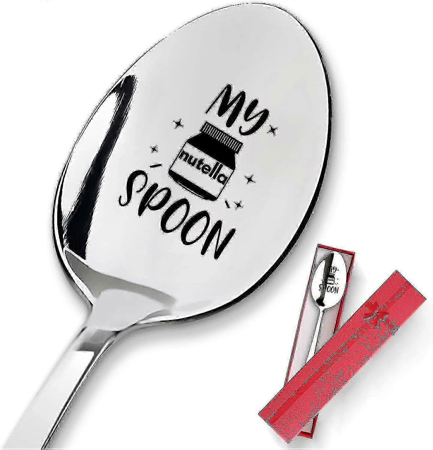 ملعقة نوتيلا الخاصة بي" - ملعقة من الفولاذ المقاوم للصدأ محفورة بشكل مضحك - قهوة ، آيس كريم ، نوتيلا - هدايا عيد الميلاد عيد الميلاد [xh]