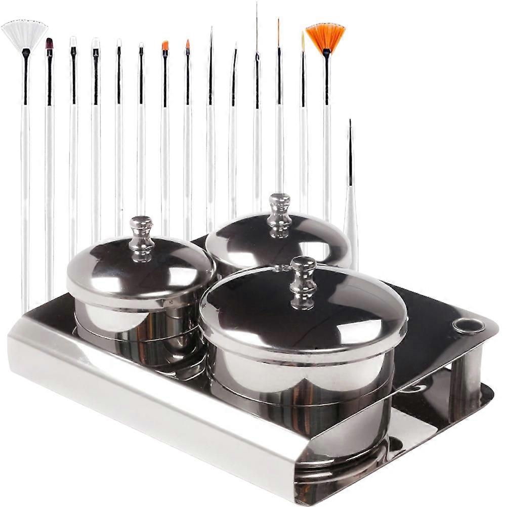 Nail Liquid Cup Stainless Steel Container for Storage Use 2Sets Assorted