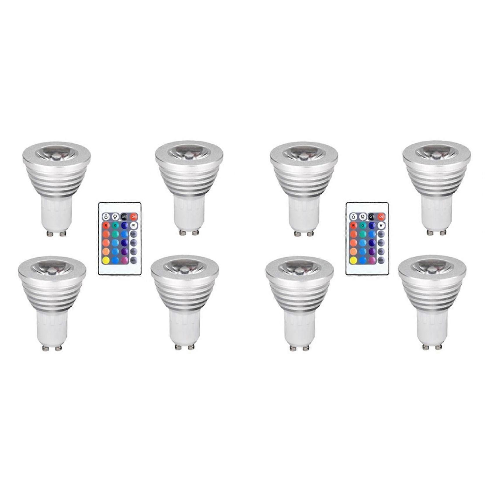 8pcs GU10 Bulbs and 1remote Control with Memory Function 4dynamic Lighting Modes Spotlight 17colors Changeable Spotlight