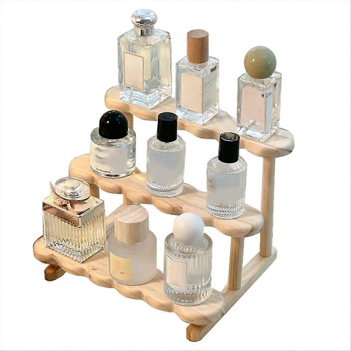 3 Tier Display Riser Stand Wooden Shelf for Perfume Organizer Perfume Display Shelf Figure Display
