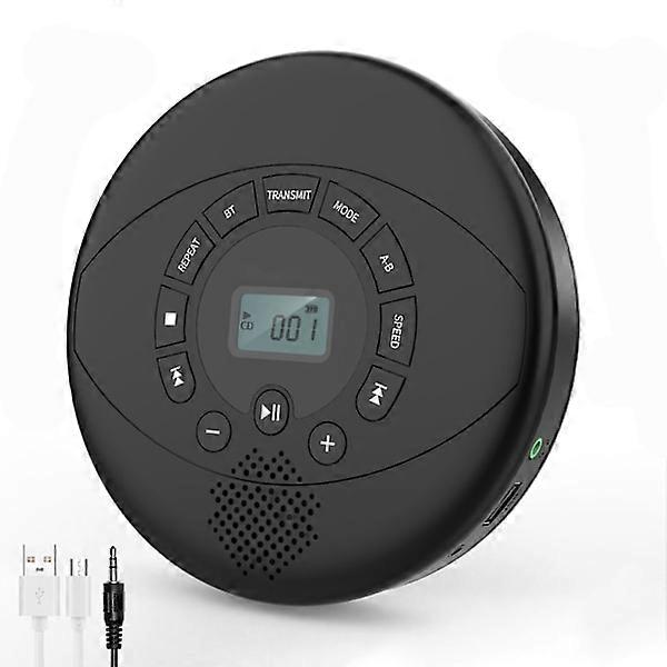 Portable CD Player with Stereo Speakers, for Family, Rechargeable Portable CD Player with 2000mAh Battery, Anti-Jump Walk
