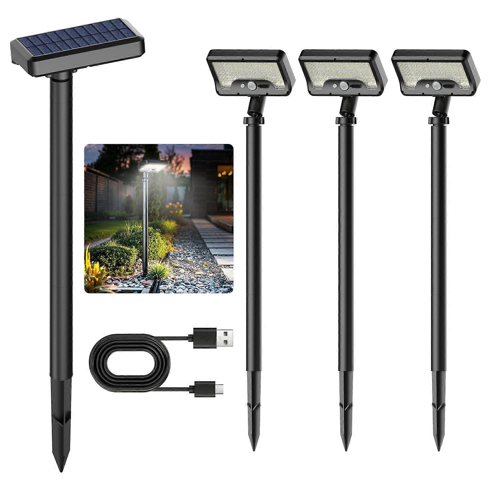 Solar Motion Sensor Lights Outdoor Waterproof 92 LED 360° Adjustable 3 Modes for Garden Pathway 4 Pack