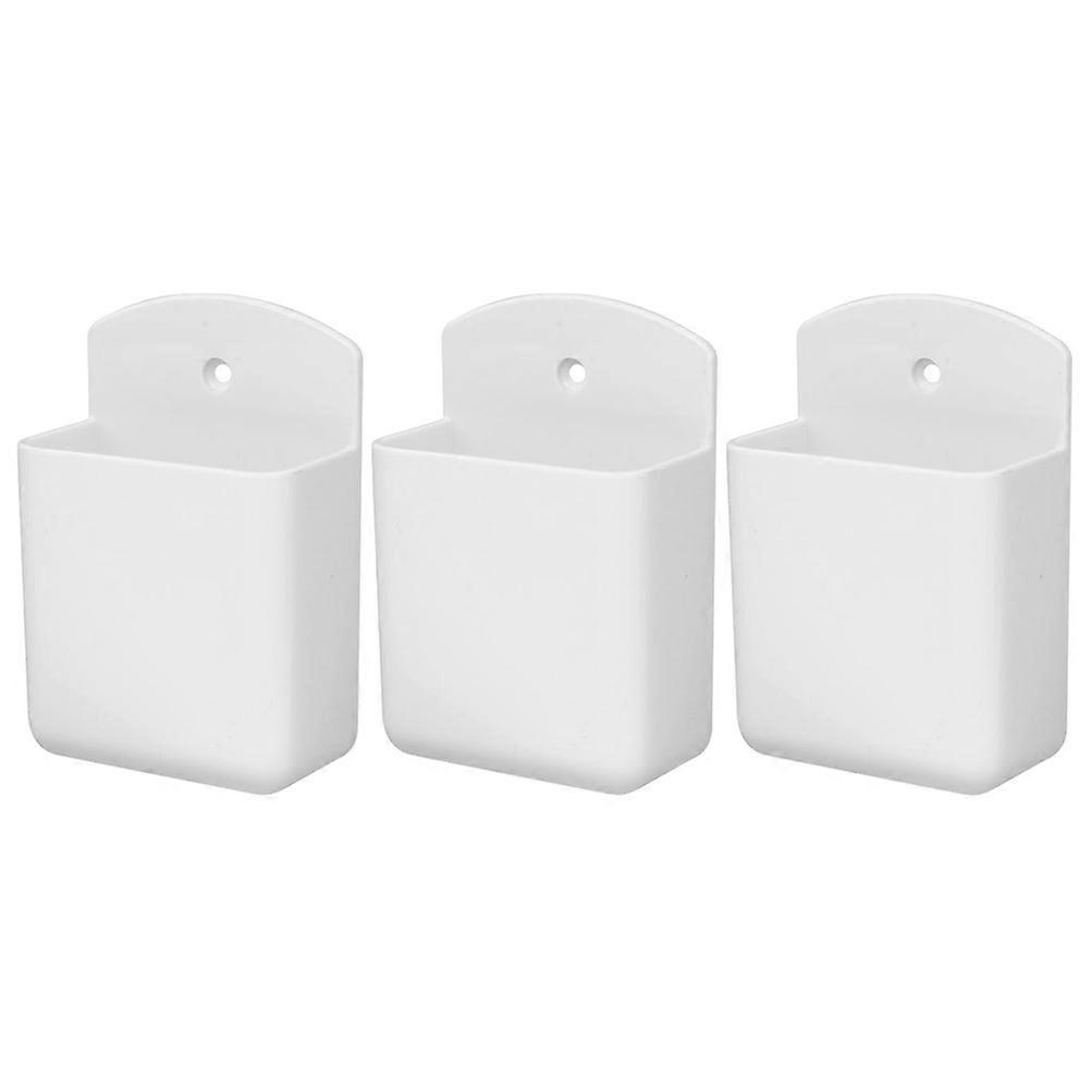 Wall Mount Remote Control Holder for Storage 3Pcs White Plastic Holders