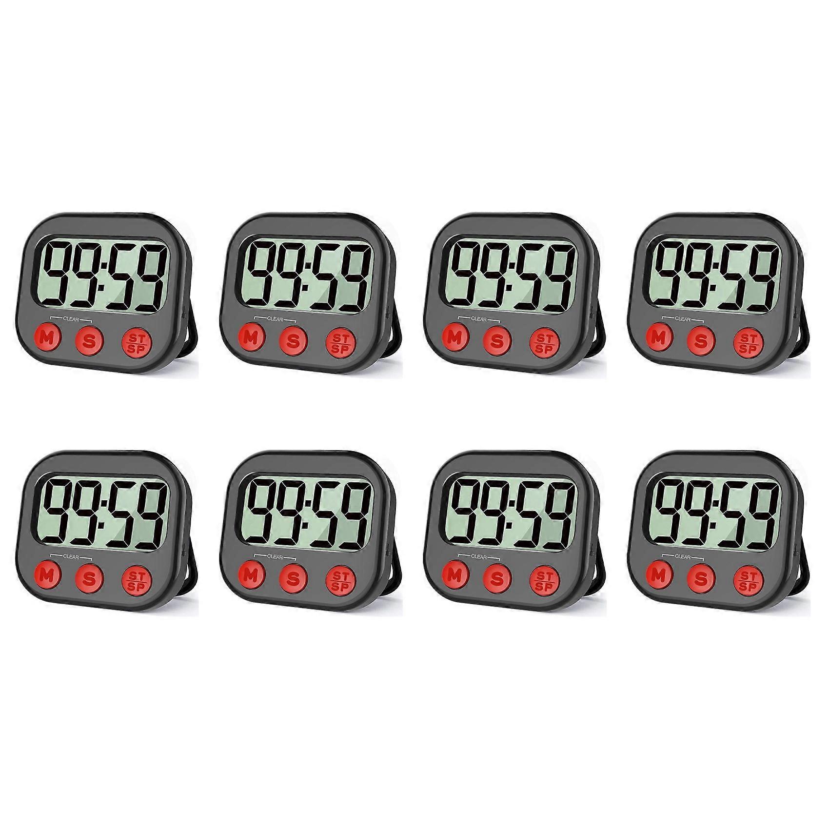 8X Kitchen Timer, Digital Visual Timer Magnetic Clock Stopwatch Countdown Timer, Large LCD Screen Display for Cooking