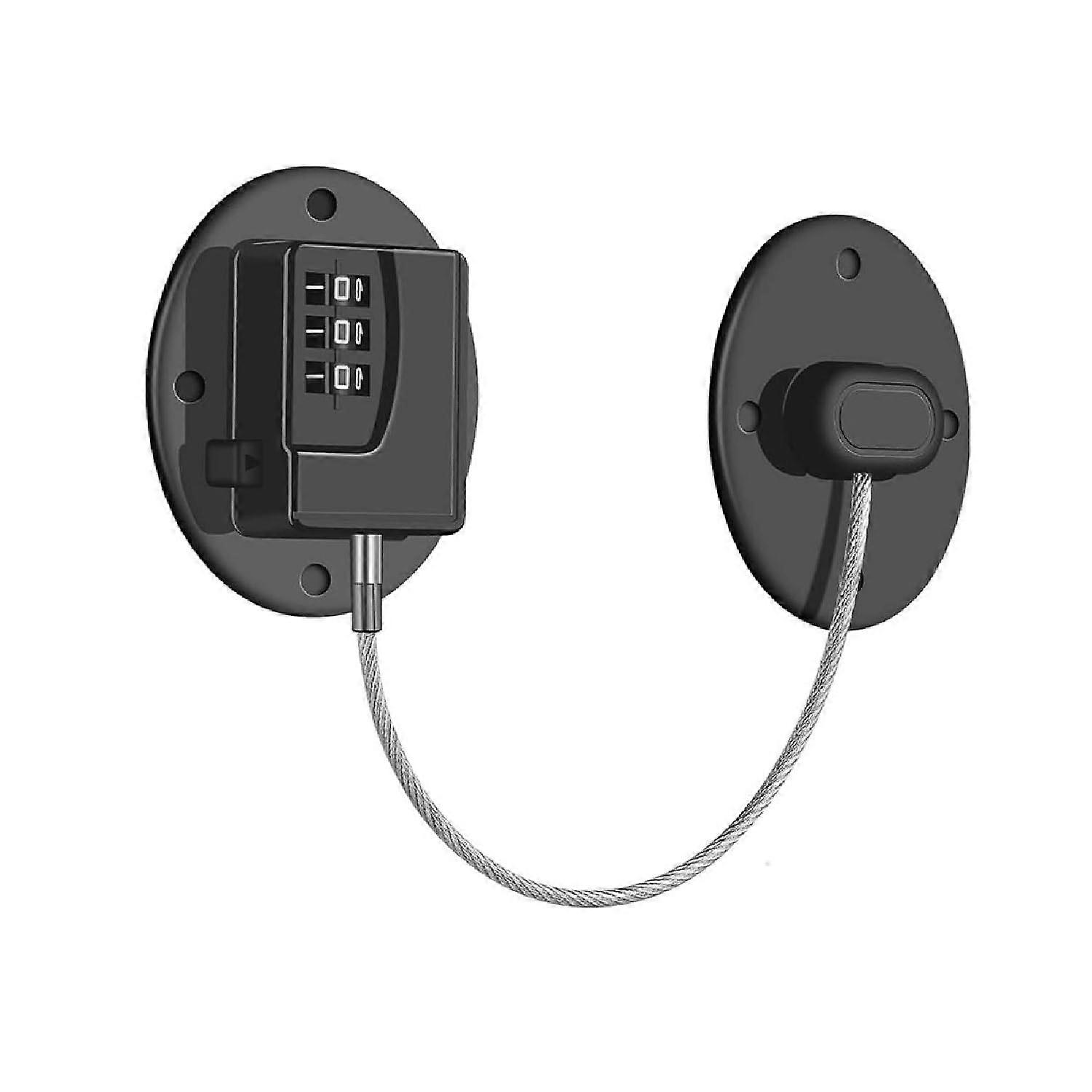 Refrigerator Lock Heavy Duty Combination Fridge Lock Child Proof No Drill Adhesive Black 1 Pack