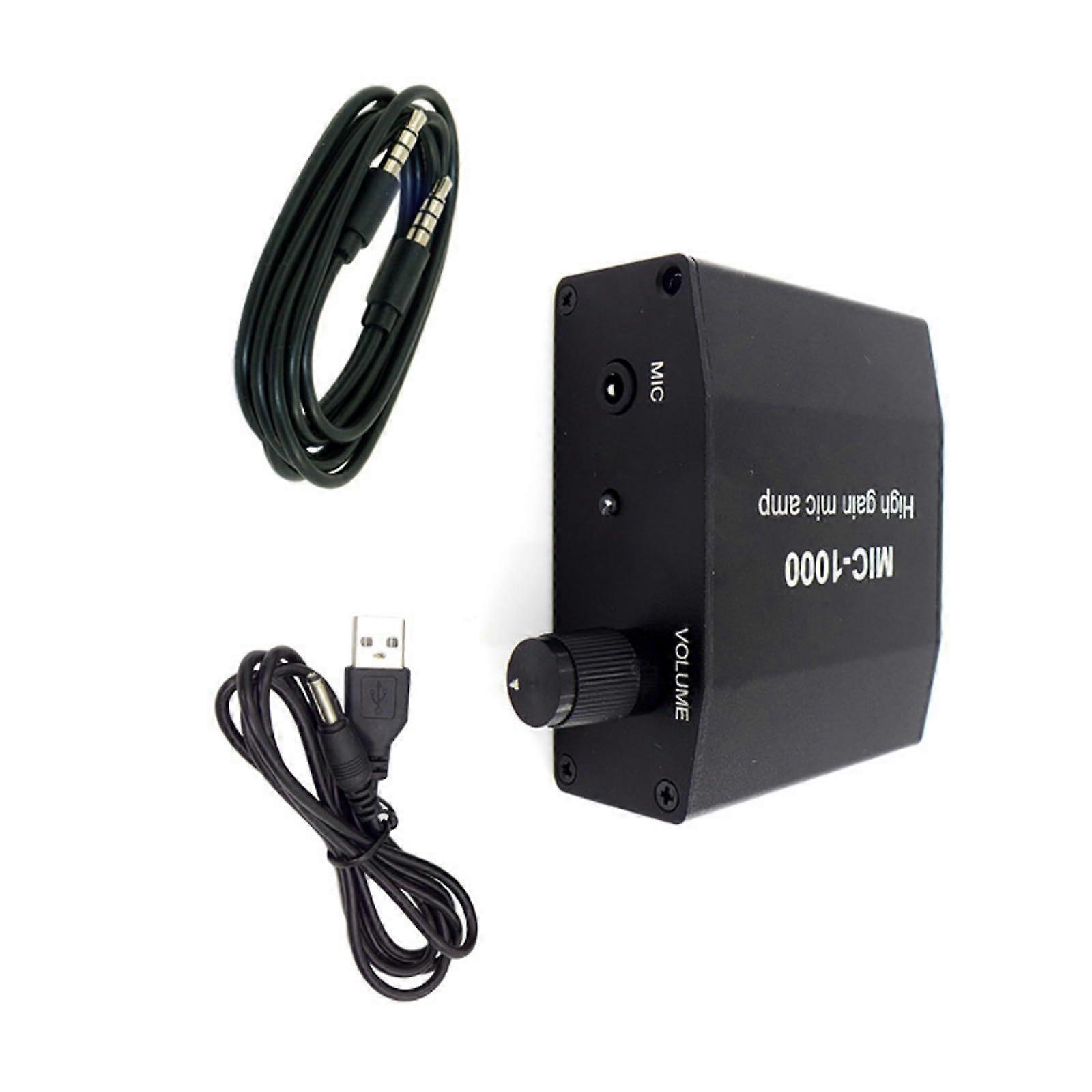 MIC-1000 High Sensitivity Microphone Preamp Amplifier for Smartphone 3.5mm Port, 1000x Gain Miniature Mic for Live Sound