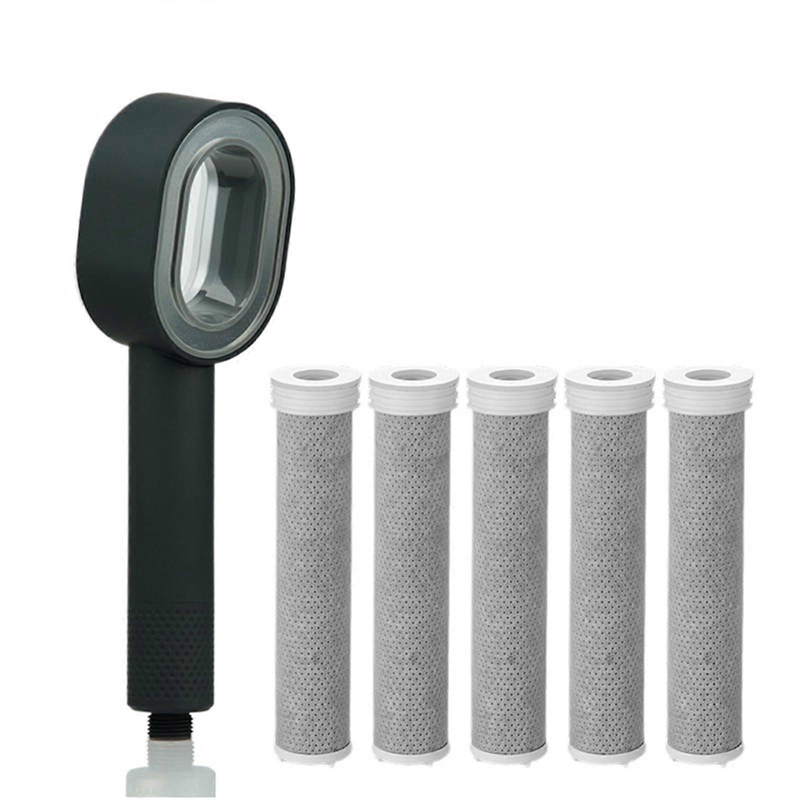 Handheld Filtered Shower Head with Carbon Fiber Filter,  Pressure, Water Saving, Black Set B