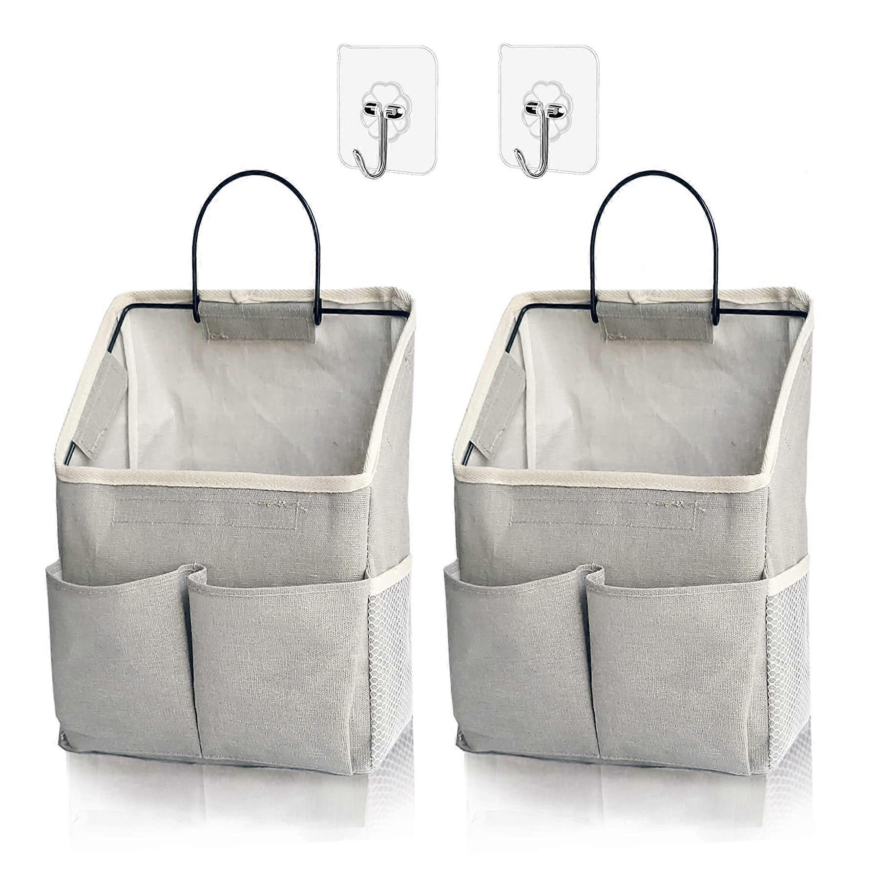 2 Pack Wall Hanging Storage Organizer with MultiPockets for Bedroom Bathroom Kitchen Grey