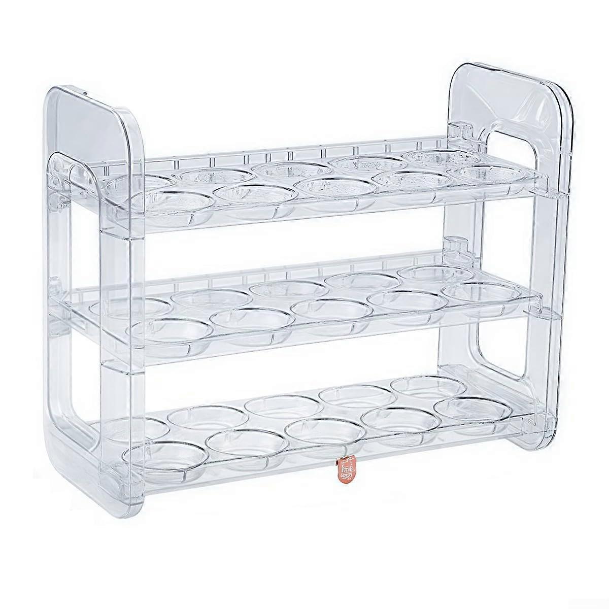 Egg Storage Container for Refrigerator, 3Tier Clear Organizer Tray, 30 Egg Capacity Easy Access