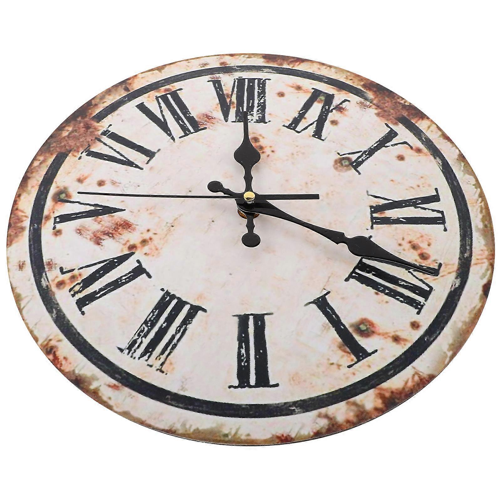 Retro Wall Clock Silent Non-Ticking Clock for Decoration Use