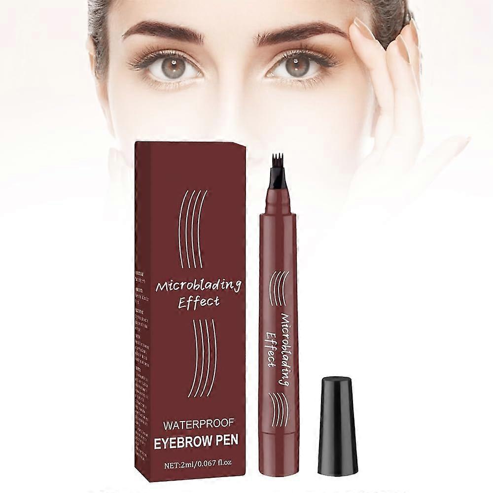 Waterproof Microblading Eyebrow Pencil Red Brown with Precise 4 Tip Design for Natural Brows