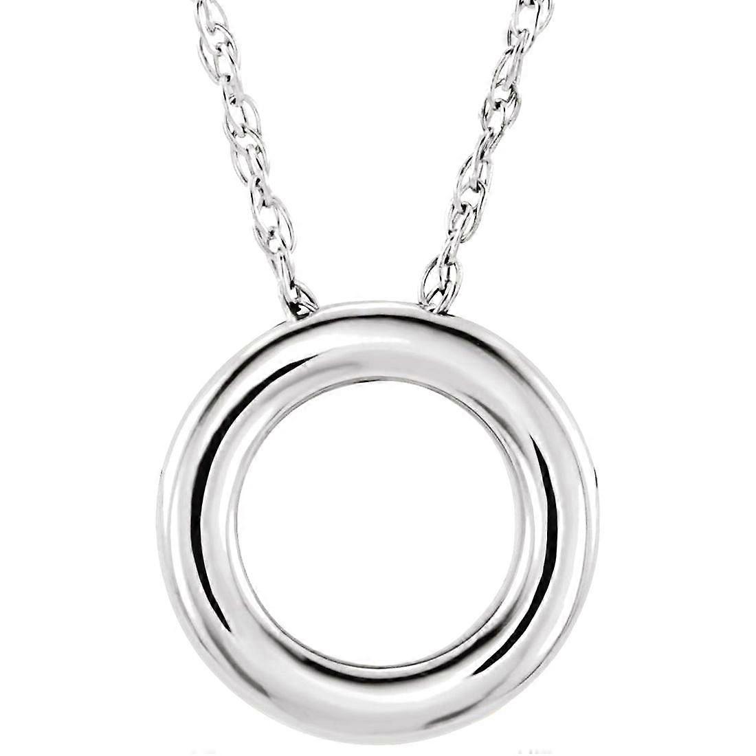 Colar com pingente circular de prata de lei 925 polida, 13 mm, 45,7 cm (18 polegadas), para mulheres - 2,9 gramas