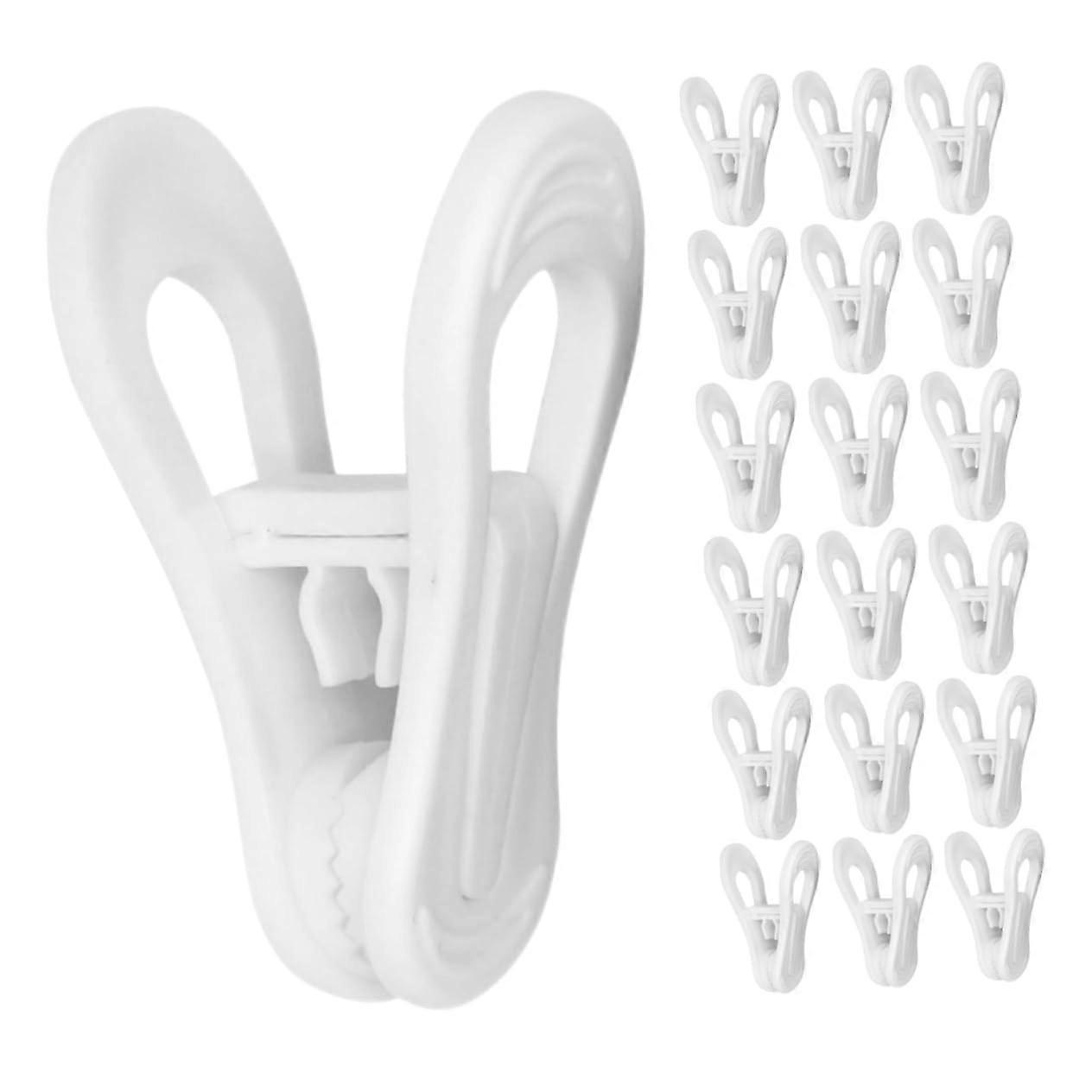 30pcs Large Windproof Clothesline Clips with Secure Grip for Quilts Sheets Skirts Pants White