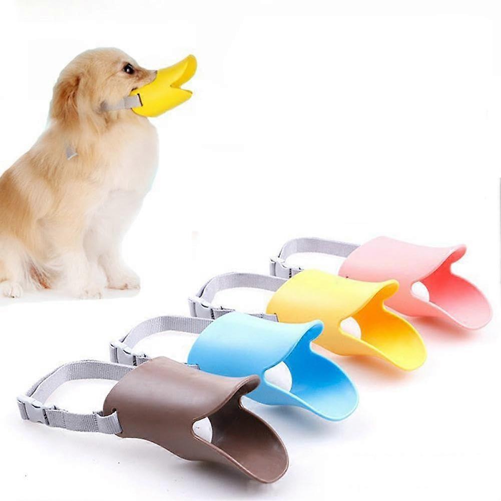Silicone Dog Muzzle Duckbill Design for Small Dogs, Adjustable AntiBite Breathable Yellow